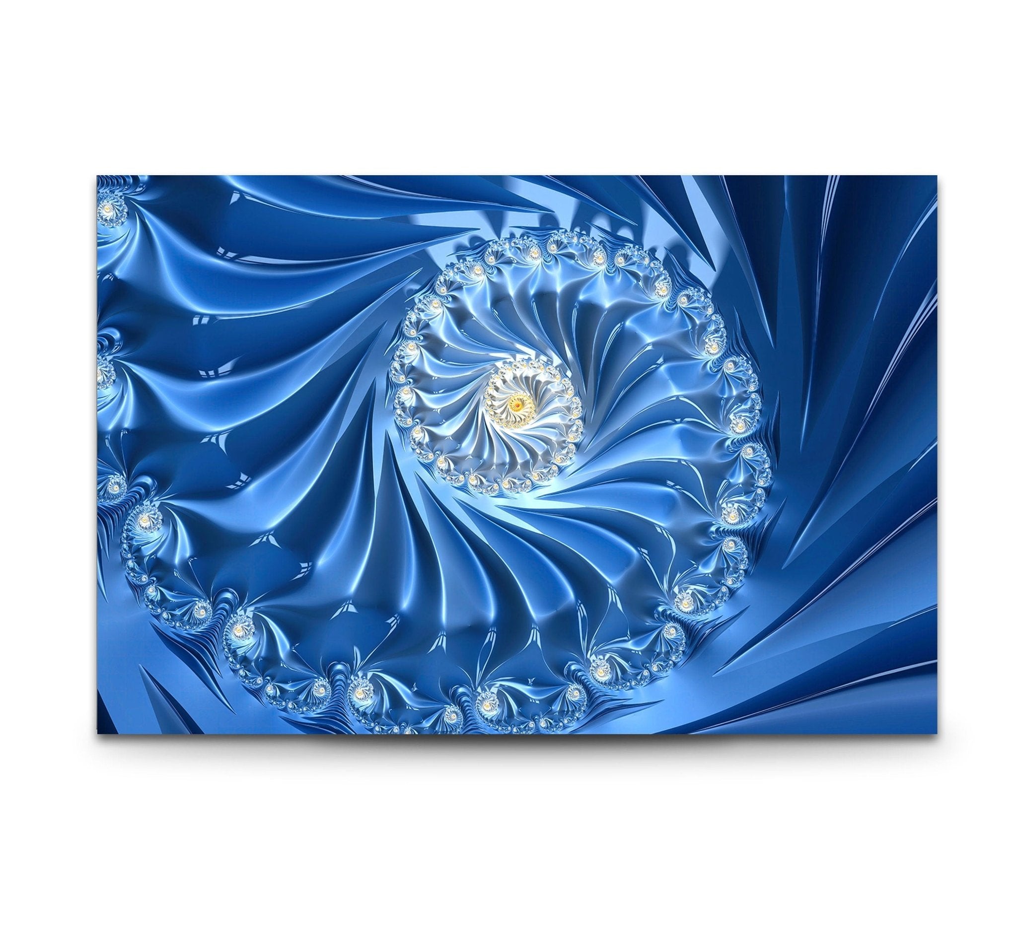 Abstract Blue Fractal Glass Wall Art - Handmade Modern Home Decor for Living Room, Bedroom & Office - Unique Swirl Design for Contemporary Interior Design