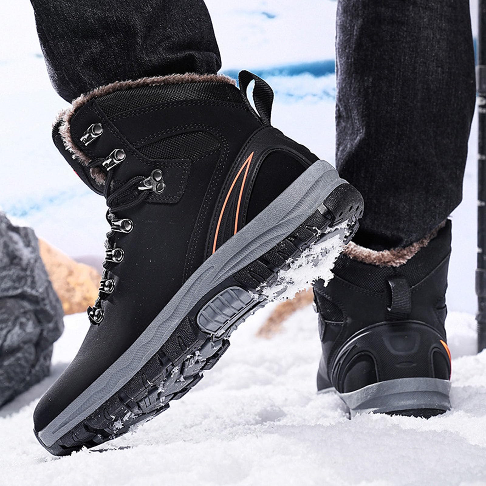 **Men's Waterproof Hiking Boots - Lightweight, Breathable & Non-Slip Winter Trekking Shoes for Outdoor Sports, Climbing & Snow Adventures**    *(Perfect for Mountain Trails, Camping, Backpacking & Cold Weather Activities)*