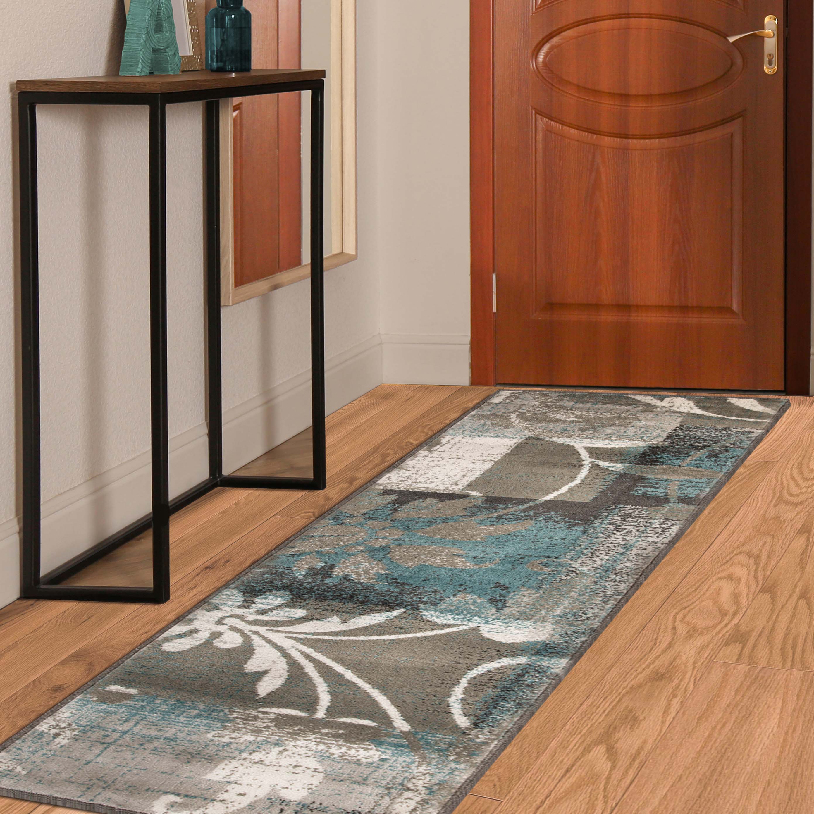 Stylish Pastiche Contemporary Floral Patchwork Area Rug - Non-Slip Indoor Runner for Living Room, Bedroom & Hallway Decor