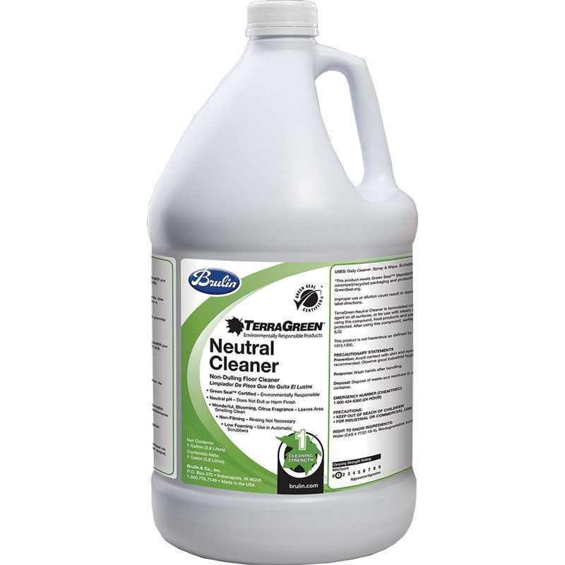Brulin TerraGreen Neutral pH Floor Cleaner 64 oz (4/Case) – Eco-Friendly, Non-Toxic Solution for Hardwood, Tile & Commercial Floors – Ideal for Homes, Offices & Healthcare Facilities