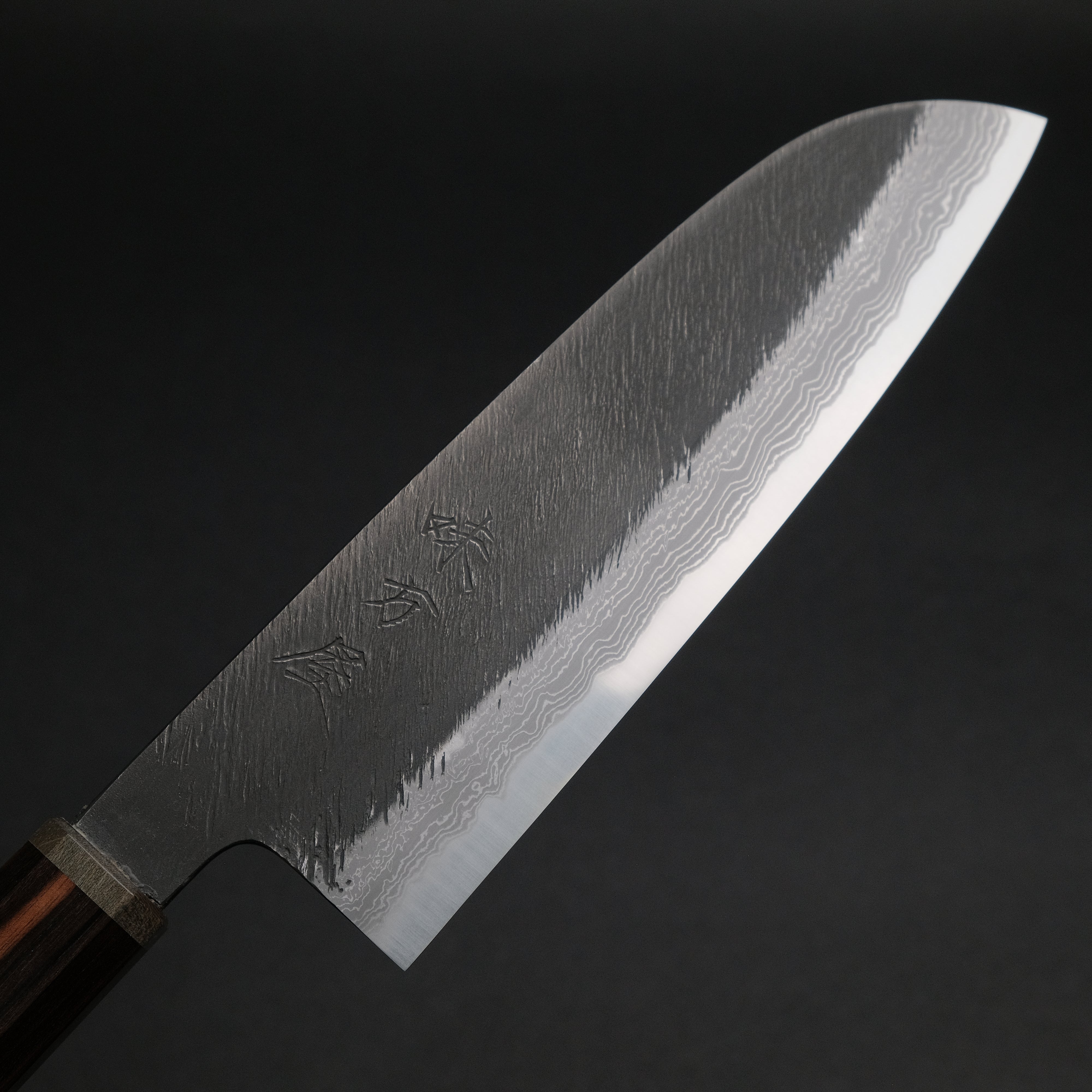 Premium Damascus Santoku Knife 180mm - White #2 Steel, Olive & Stabilized Wood Handle - Perfect for Slicing, Dicing, and Chopping Vegetables, Meat, and Fish in Professional & Home Kitchens
