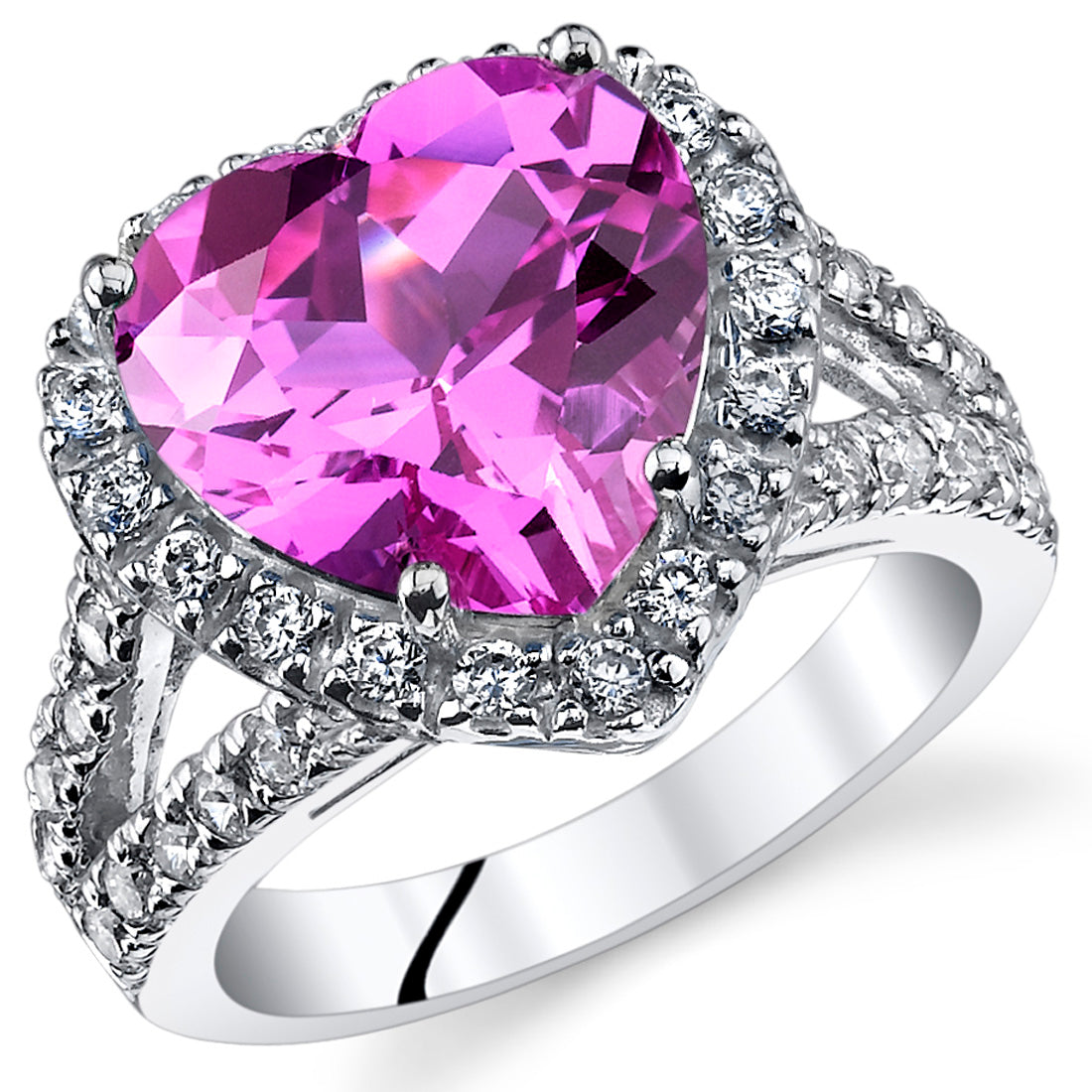 Pink Sapphire Heart Shaped Sterling Silver Ring - Size 6 - Elegant Jewelry for Valentine's Day Gift & Romantic Occasions