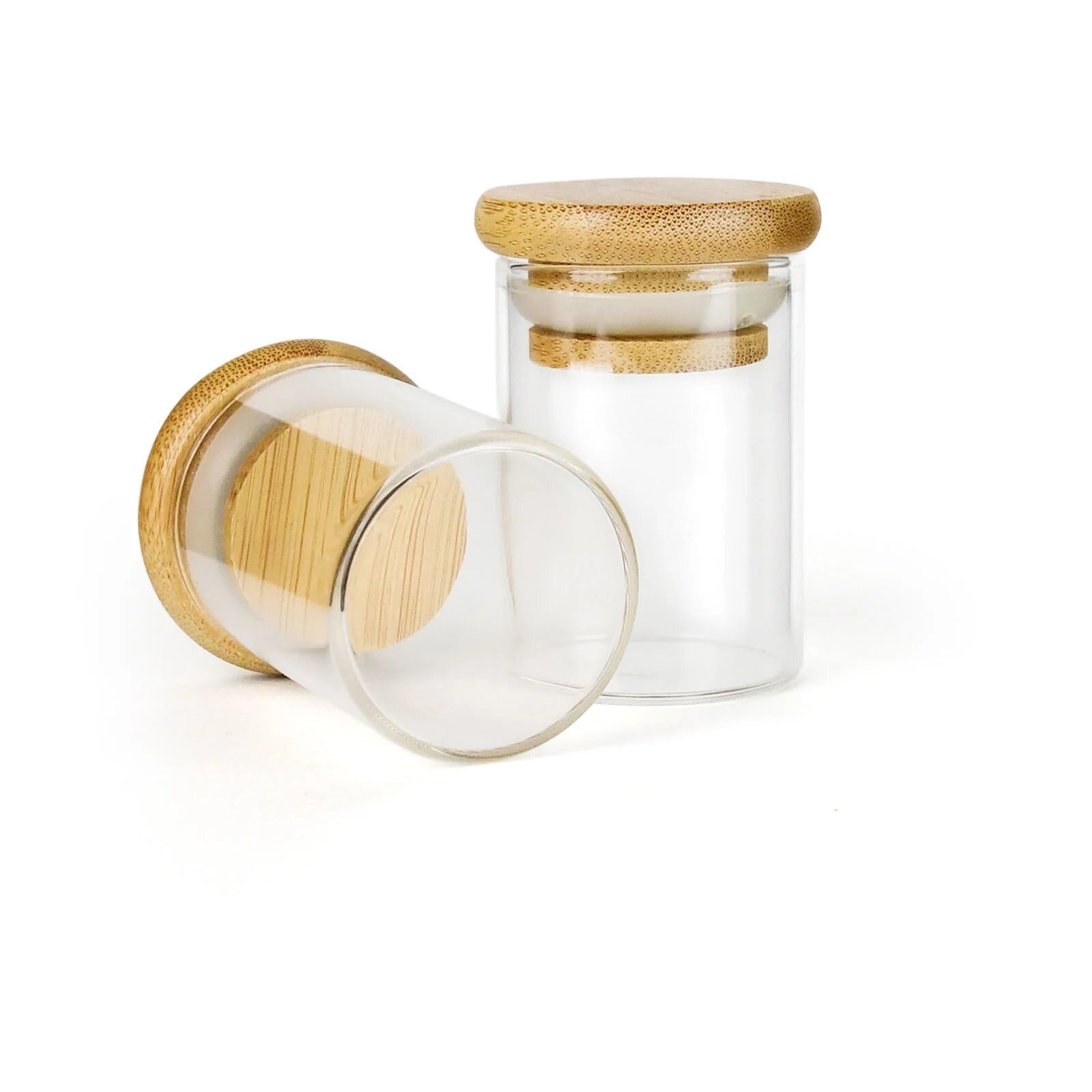 4oz/118ml Bamboo Lid Airtight Glass Jars - 7 Grams - 120 Count Food Storage Containers for Candles, Spices, Herbs, Candy, Cookies, Rice | Perfect for Kitchen Pantry Organization, DIY Candle Making & Bulk Food Storage