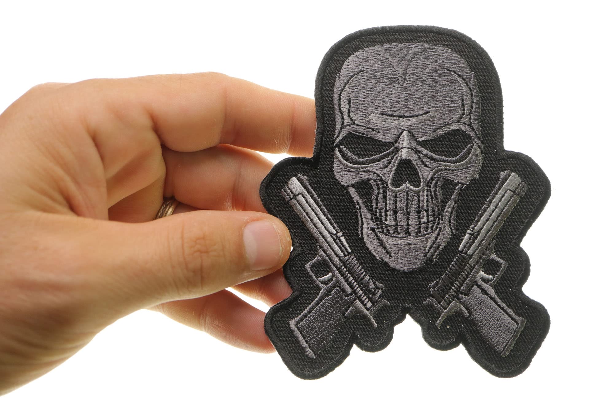 Guns and Skull Embroidered Iron-On Patches for Jackets, Vests & Backpacks - Military Style Badges for Bikers, Tactical Gear & DIY Clothing Customization