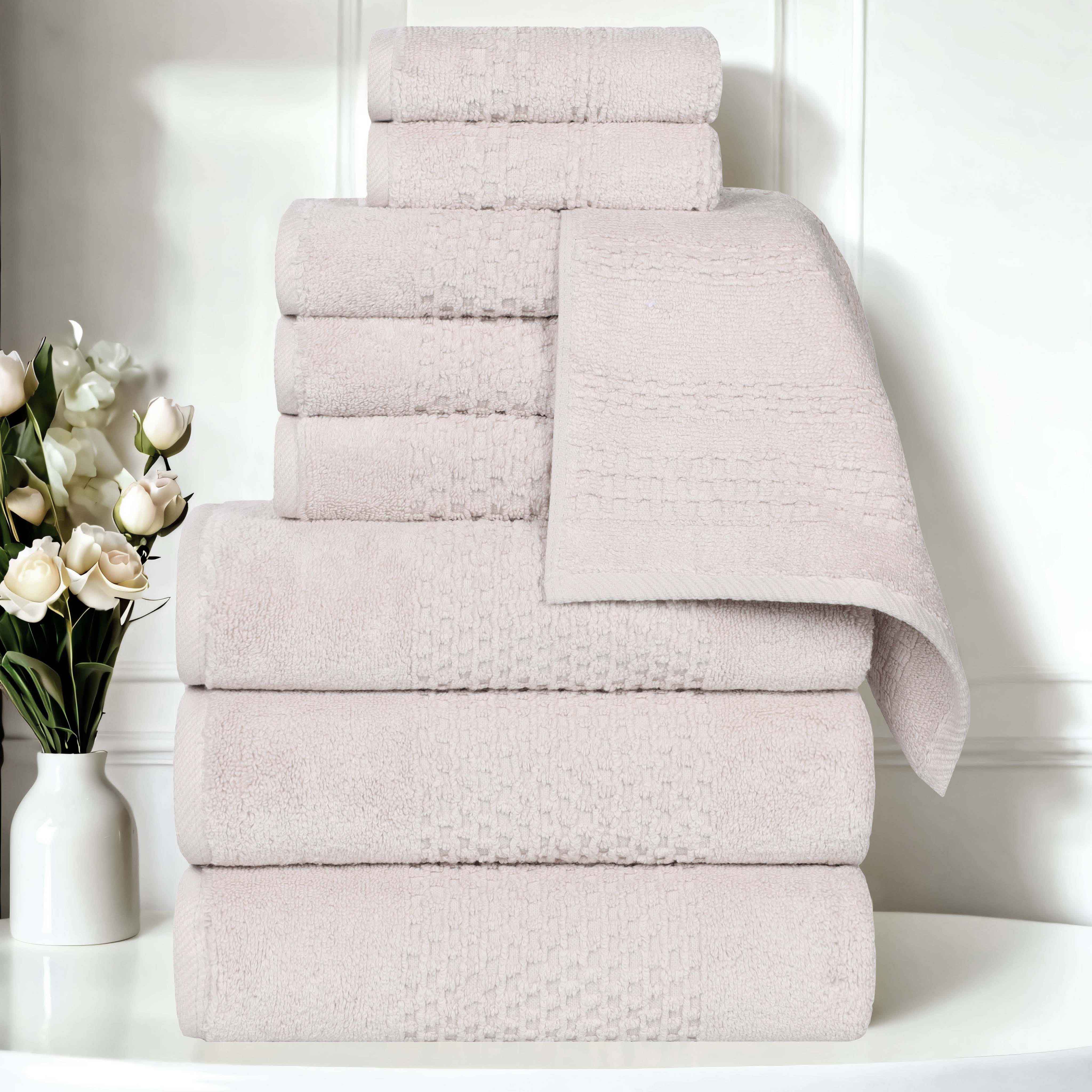 Playa Zero Twist Cotton Solid Waffle Textured 9-Piece Towel Set | Ultra Soft & Absorbent Bath Towels | Perfect for Spa, Beach & Luxury Bathroom Decor