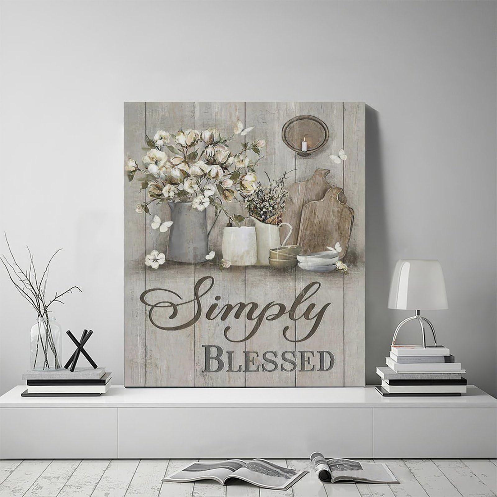 Farmhouse Wall Art - Rustic Cotton Christian Canvas Painting 20x24