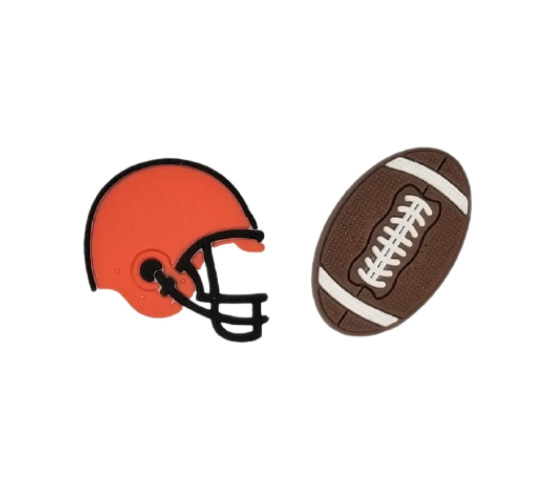 Football Shoe Charm for Crocs - Set of 2 Brown Multicolor Sports Ball Charms with Wristbands | Perfect for Crocs Jibbitz Accessories, Sports Fans & Team Spirit