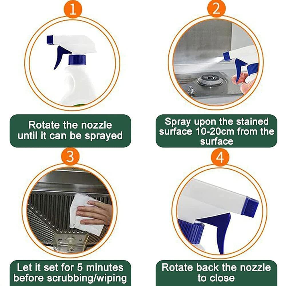 Powerful Kitchen Cleaner Spray - Oil & Grease Remover for All Surfaces | Non-Toxic, Non-Flammable Degreaser for Stove, Sink, Grill, Exhaust Fan | Safe for Countertops, Appliances & Cookware (500ml) - Perfect for Deep Cleaning & Daily Kitchen Maintenance