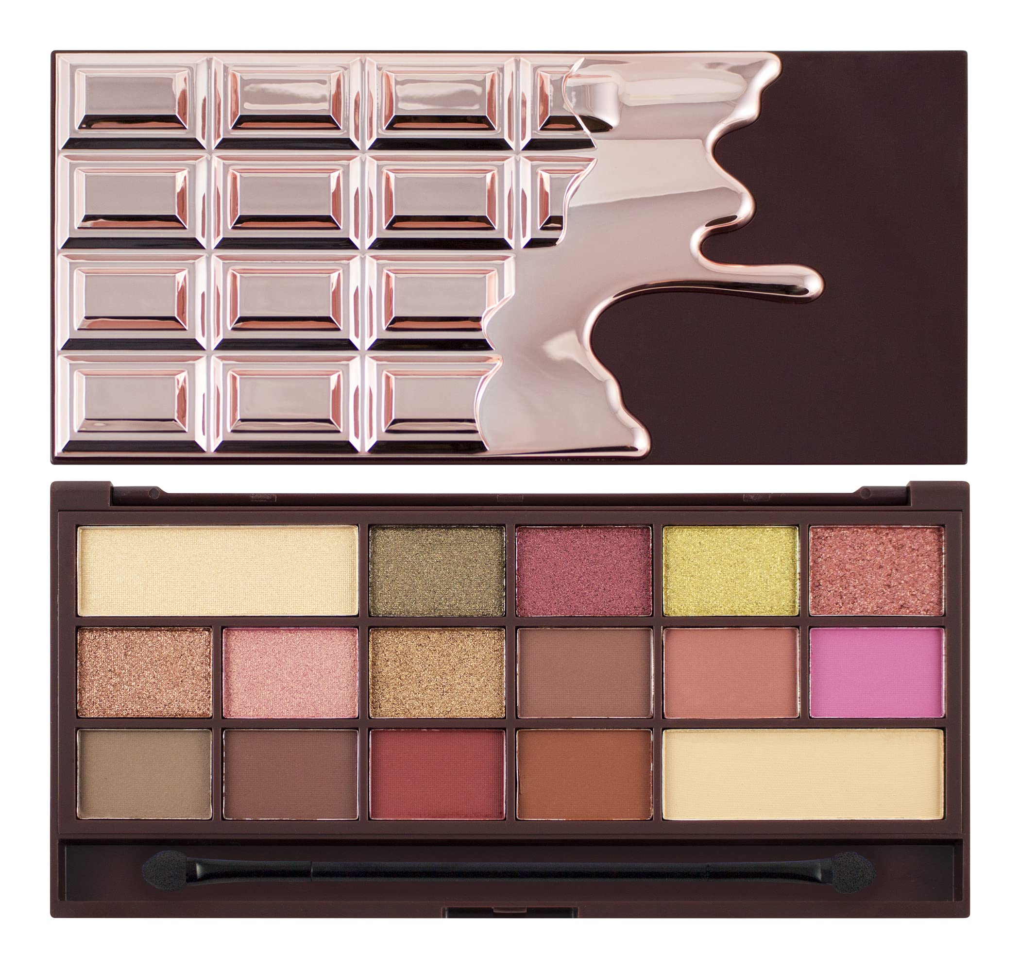 Makeup Revolution Rose Gold Chocolate Bar Eyeshadow Palette - 16 Pigmented Shades for Day & Night Makeup Looks | Vegan & Cruelty-Free