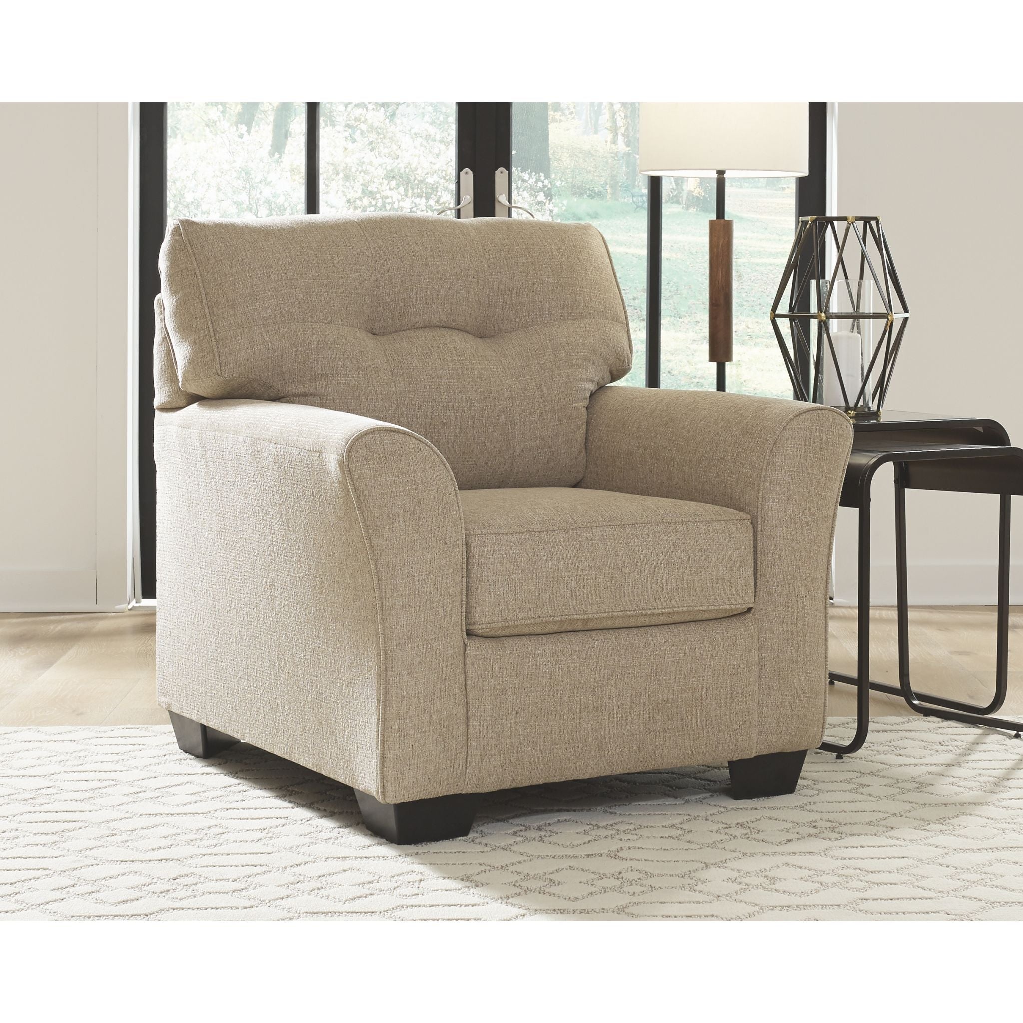 Ardmead Chair - Modern Putty Accent Chair for Living Room, Bedroom, or Office - Comfortable Upholstered Armchair with Soft Fabric & Sturdy Frame - Perfect for Relaxing, Reading, or Working from Home