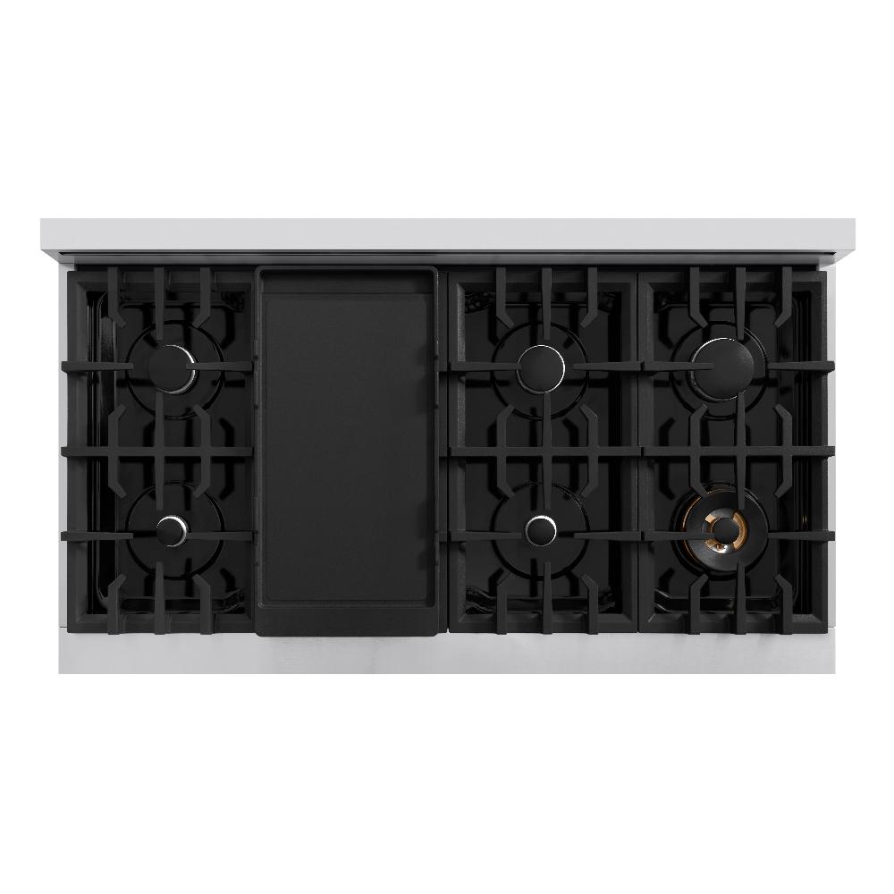 ZLINE 48-Inch 6.7 cu. ft. Stainless Steel Dual Fuel Range - 8 Burner Gas Cooktop with White Matte Doors - Perfect for Large Kitchens & Entertaining (CDR WM 48)