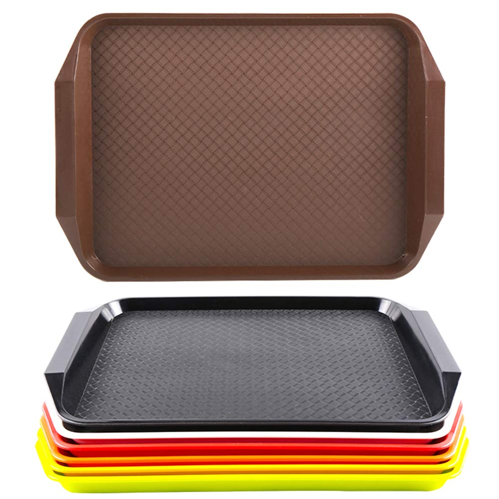 Unbreakable ABS Plastic Serving Trays - 7-Piece Non-Slip Fast Food Tray Set for Cafeteria, Restaurant & Home Use - Durable Tableware in 7 Vibrant Colors
