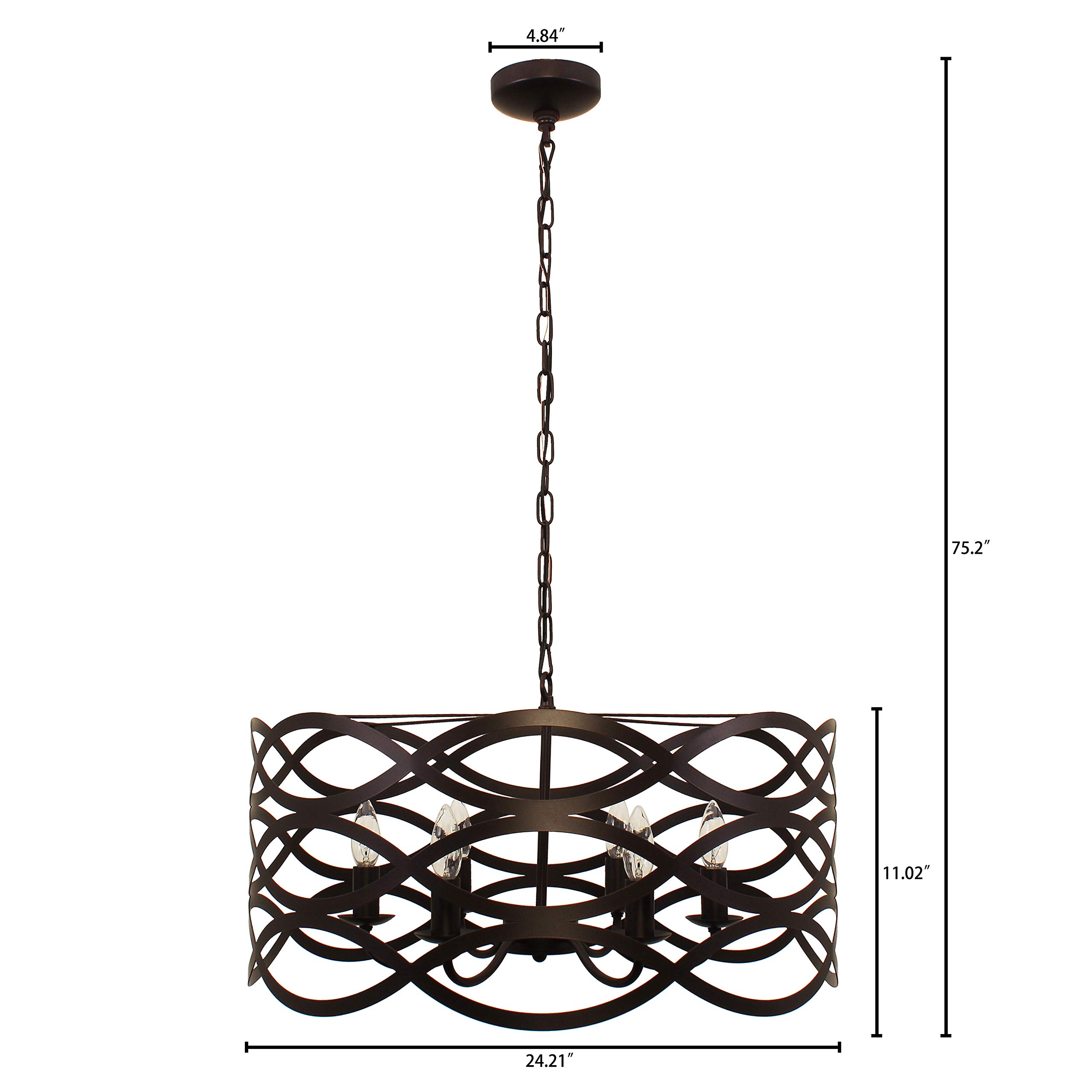 6-Light Oil Rubbed Bronze Ceiling Pendant Light Fixture - 24