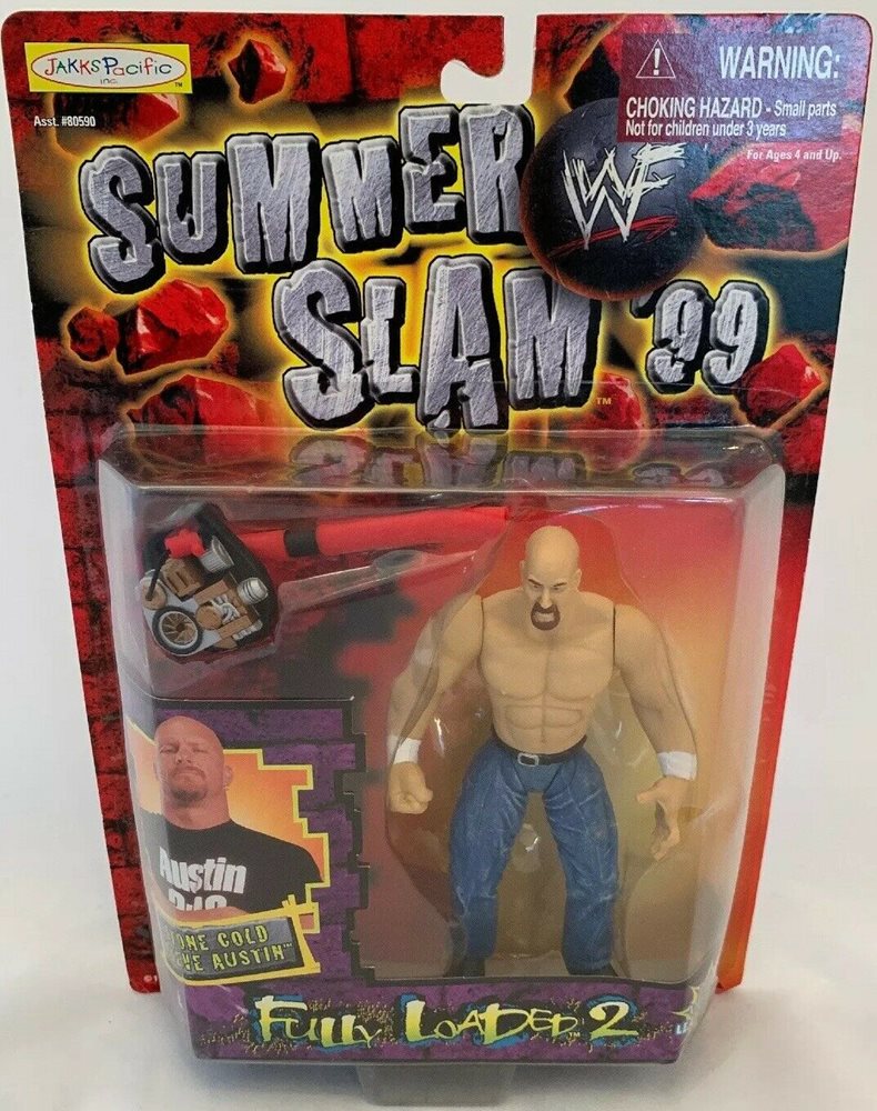 1999 WWF Jakks Pacific Fully Loaded Series 2 Stone Cold Steve Austin Wrestling Action Figure - Collectible Toy for WWE Fans & Wrestling Memorabilia Collectors - Perfect for Display, Play & Nostalgic Gift Giving