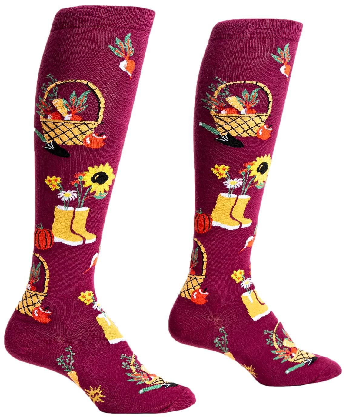 Fun Knee High Socks for Women | Novelty Printed Crew Socks | Gift for Her, Workout, Cosplay & Everyday Wear