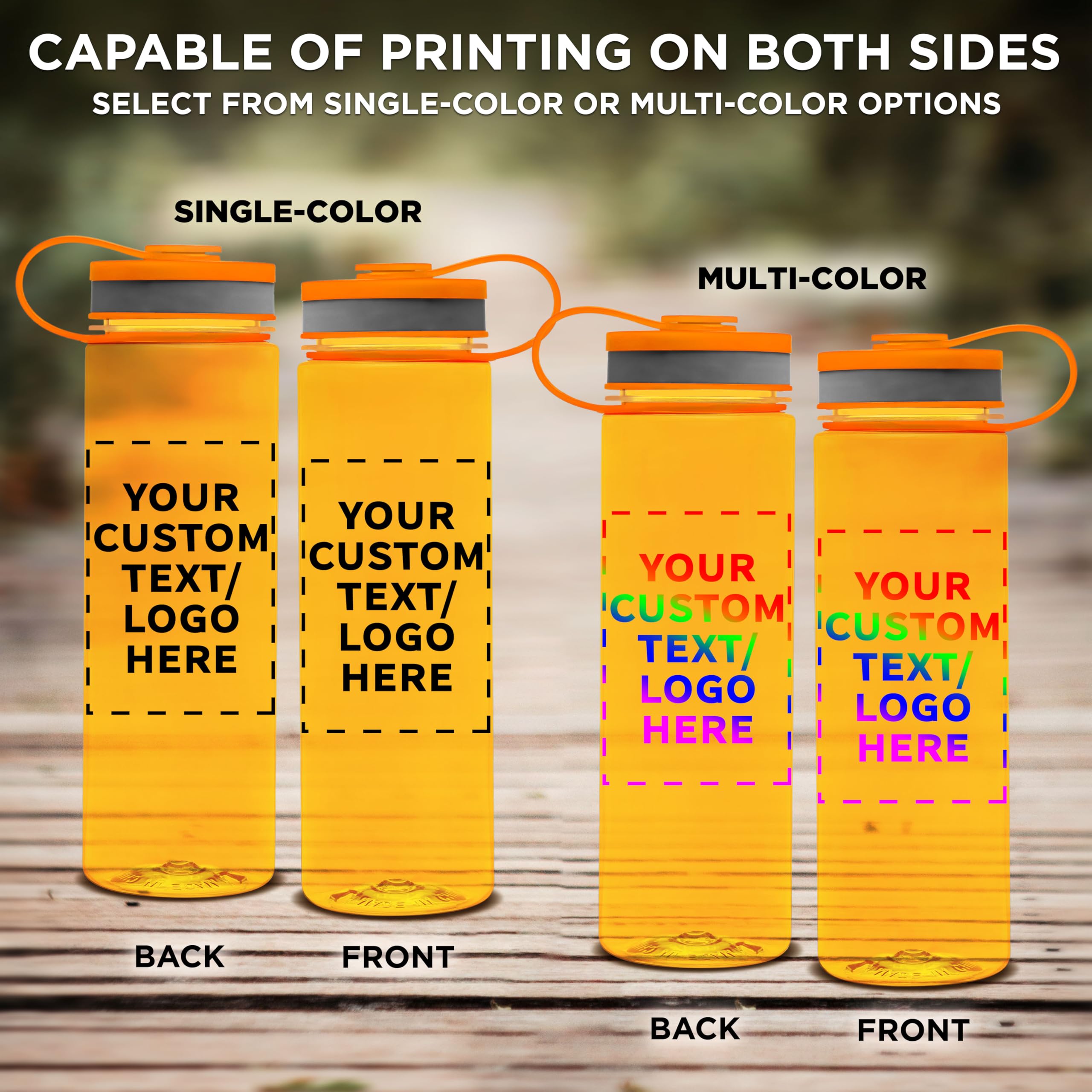 Custom 26 oz Wide Mouth Water Bottles - Bulk Pack of 50, BPA Free, Personalized with Logo - Perfect for Gym, Camping, Hiking, School & Team Events - Orange Sports Water Bottles for Hydration On The Go