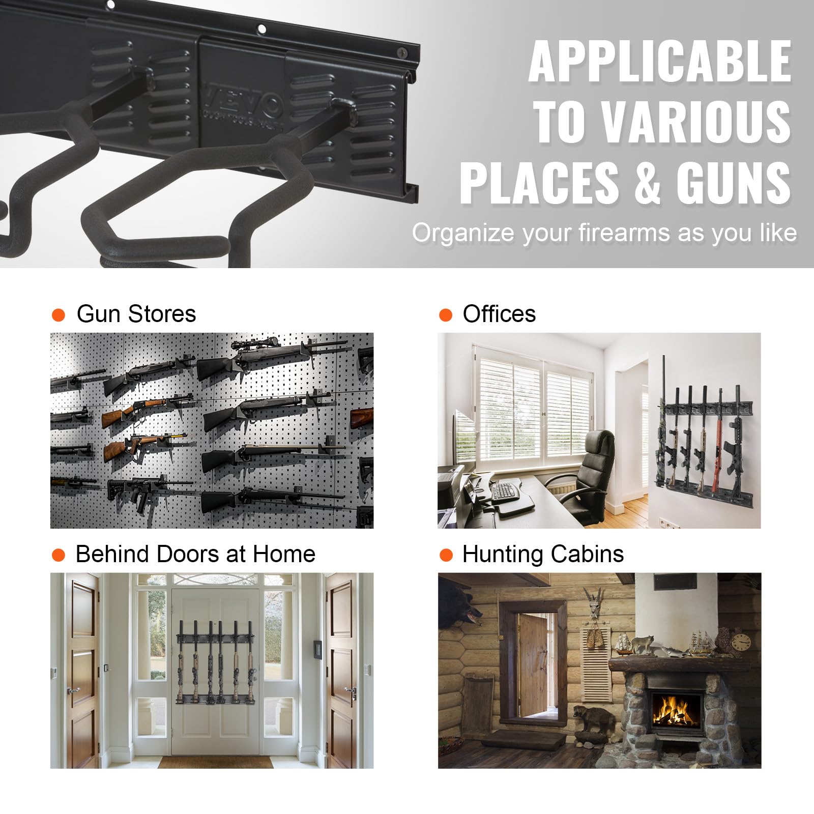 VEVOR 6-Slot Heavy Duty Metal Gun Rack Wall Mount - Vertical Rifle & Shotgun Display Stand with Soft Padding (180 lb Capacity) - Perfect for Home, Office, or Gun Store Storage and Organization