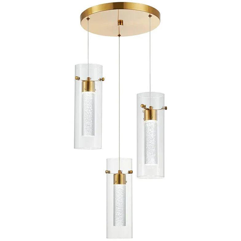 Clear Cylinder Glass Pendant Light Fixture - Modern Hanging Lamp for Kitchen Island, Dining Room & Bar Lighting