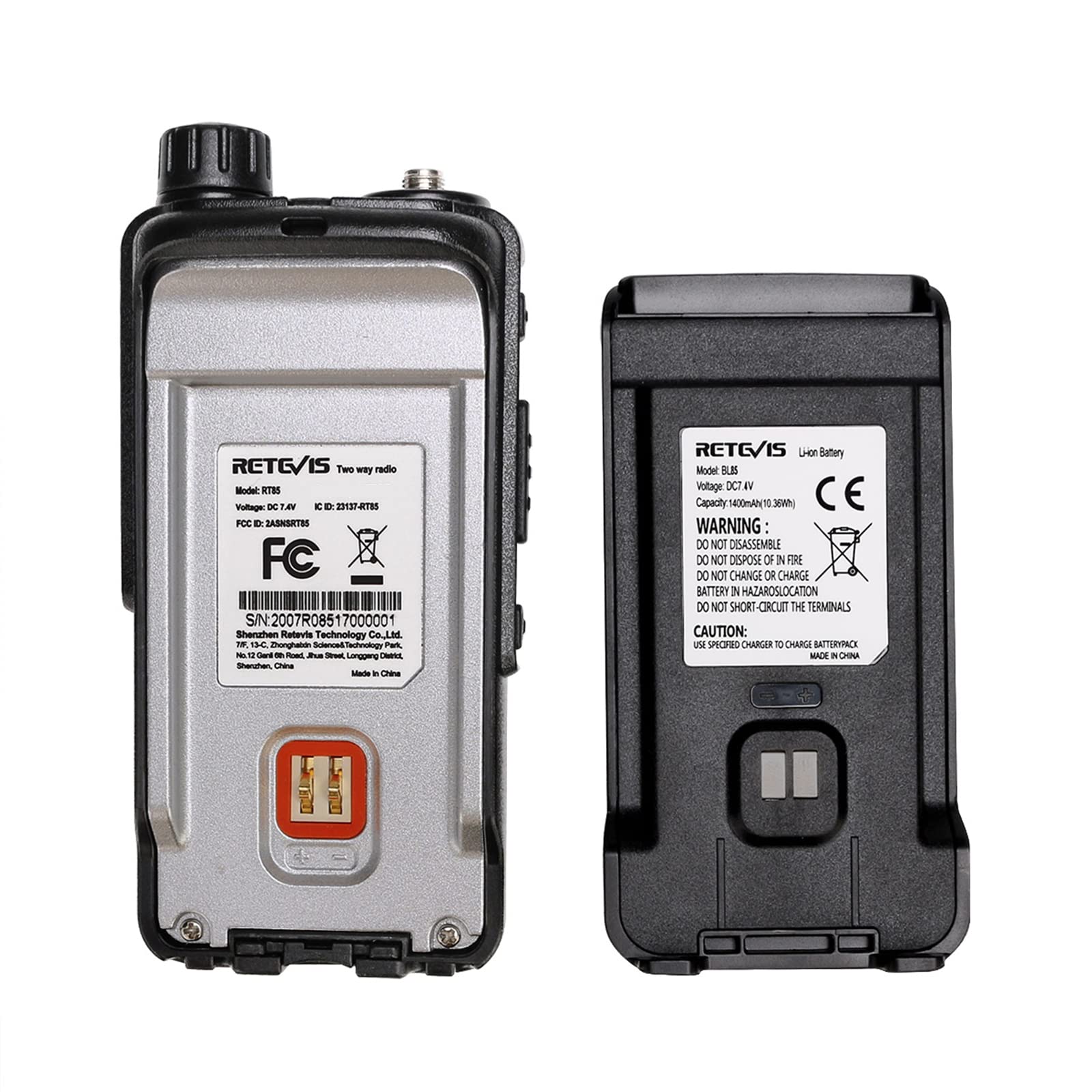 Retevis RT85 Long Range Walkie Talkies for Adults - Dual Band Two Way Radio with Charging Base, 1400mAh Battery, Flashlight & DTMF Remote Stun - Ideal for Hiking, Camping, Hunting & Outdoor Adventures (2 Pack)