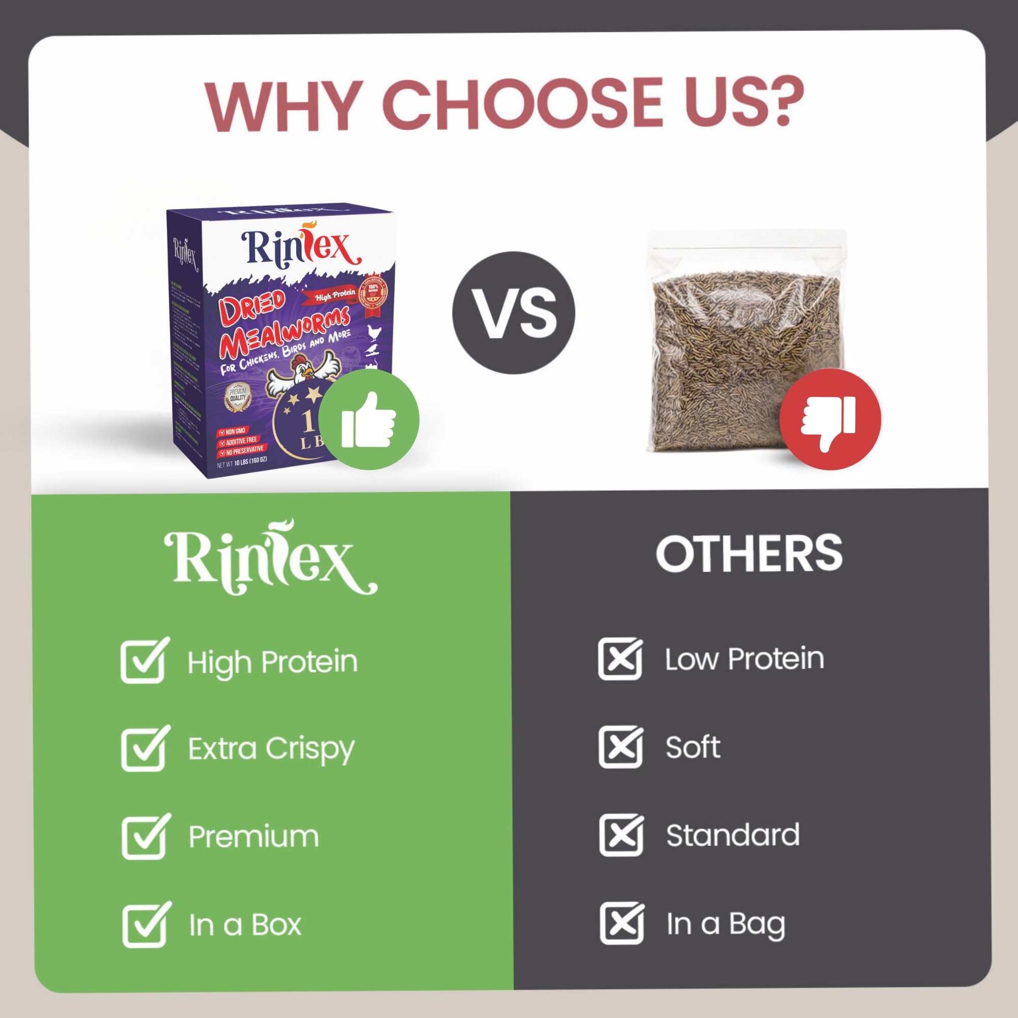 Organic Dried Mealworms 10 lbs - High Protein Chicken Feed for Laying Hens - Wild Bird Food for Outdoor Feeders - Bluebird, Duck & Reptile Treat - Perfect for Backyard Poultry, Bird Watching & Pet Nutrition