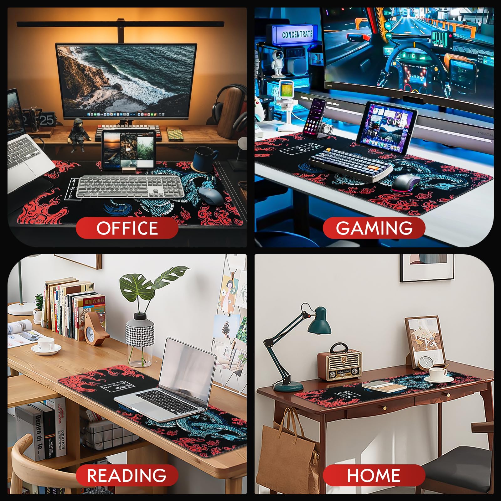 ETZ Large Gaming Mouse Pad (31.5 x 11.8 x 0.12 inch) - Non-Slip Rubber Base, Washable Keyboard & Laptop Desk Mat - Extended Mouse Pad for Office, Home & Gaming Setup - Perfect for PC, Mac, Workstation & Esports