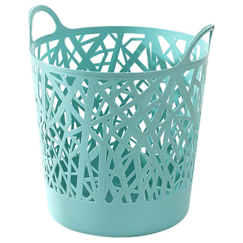 KDFJ Foldable Plastic Laundry Basket - Imitation Rattan Storage Bin for Bedroom & Bathroom | Eco-Friendly Green Laundry Hamper for Clothes Organization