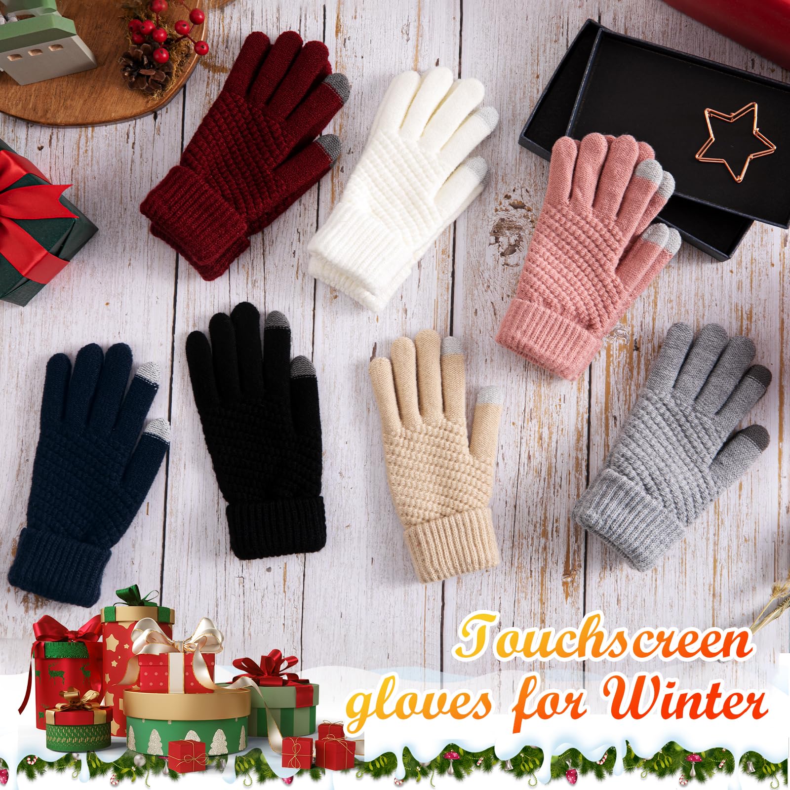 Premillow Winter Gloves for Women - Touchscreen Compatible, Warm Knit Gloves with Elastic Cuff for Cold Weather - Perfect for Driving, Skiing & Outdoor Activities