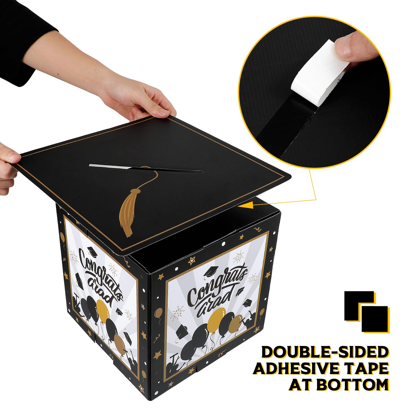 PRETYZOOM 2023 Graduation Card Box - Congrats Grad Gift Box Holder for Graduation Party, Ceremony & Birthday - Perfect Graduation Party Supplies for High School & College Graduates - Great for Photo Displays & Gift Card Storage