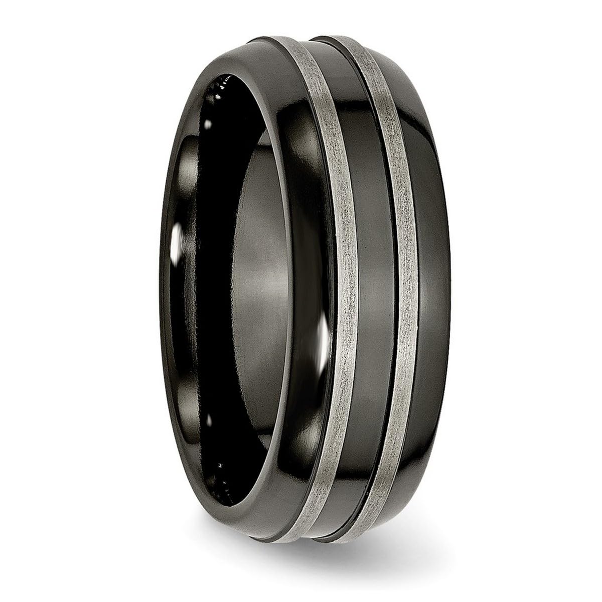 Premium 8mm Titanium Band Ring - Brushed & Polished Black Finish - Unisex Wedding, Engagement, or Fashion Ring for Men & Women - Perfect for Daily Wear, Gifts & Special Occasions