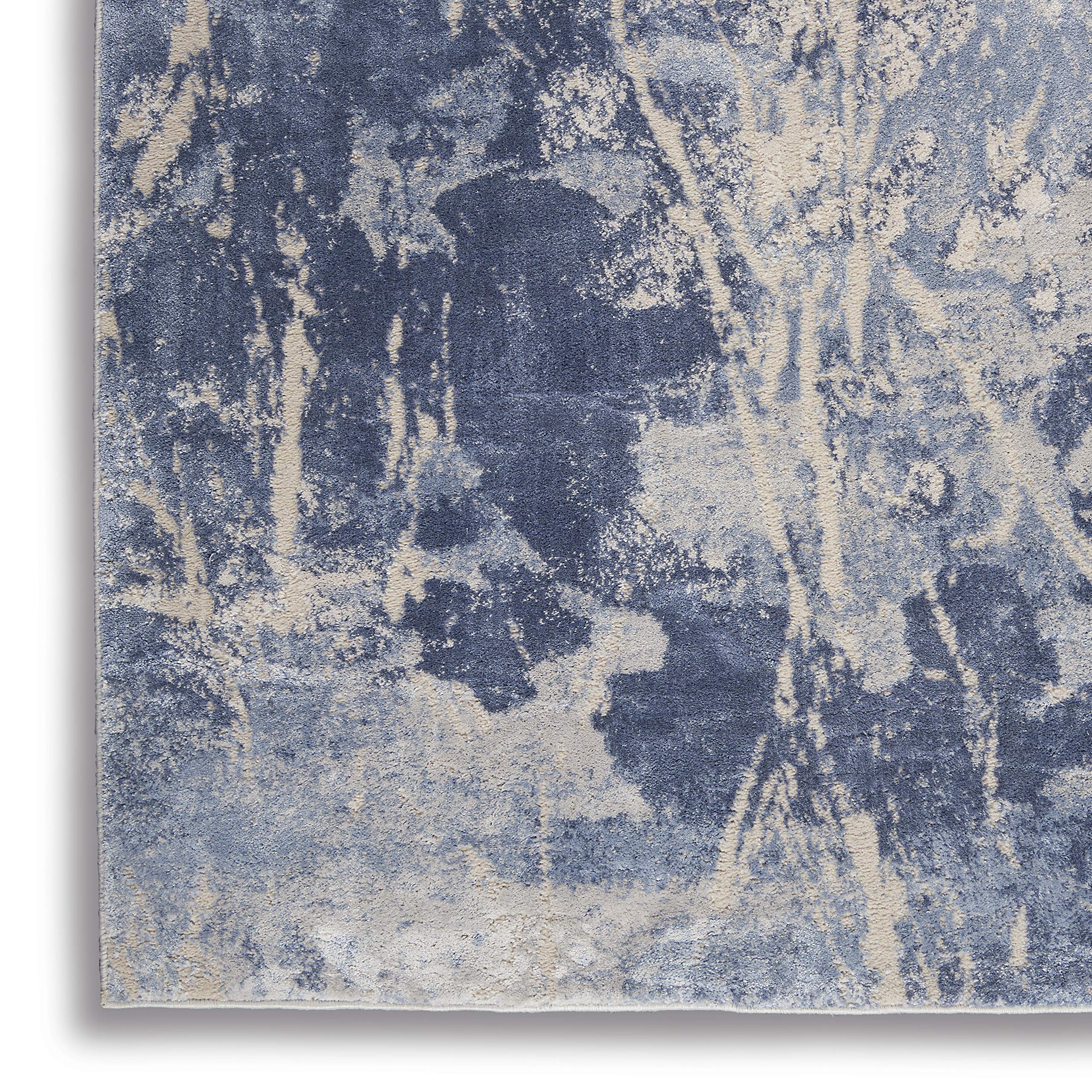 Nourison Sleek Textures Abstract Blue/Cream 3'11
