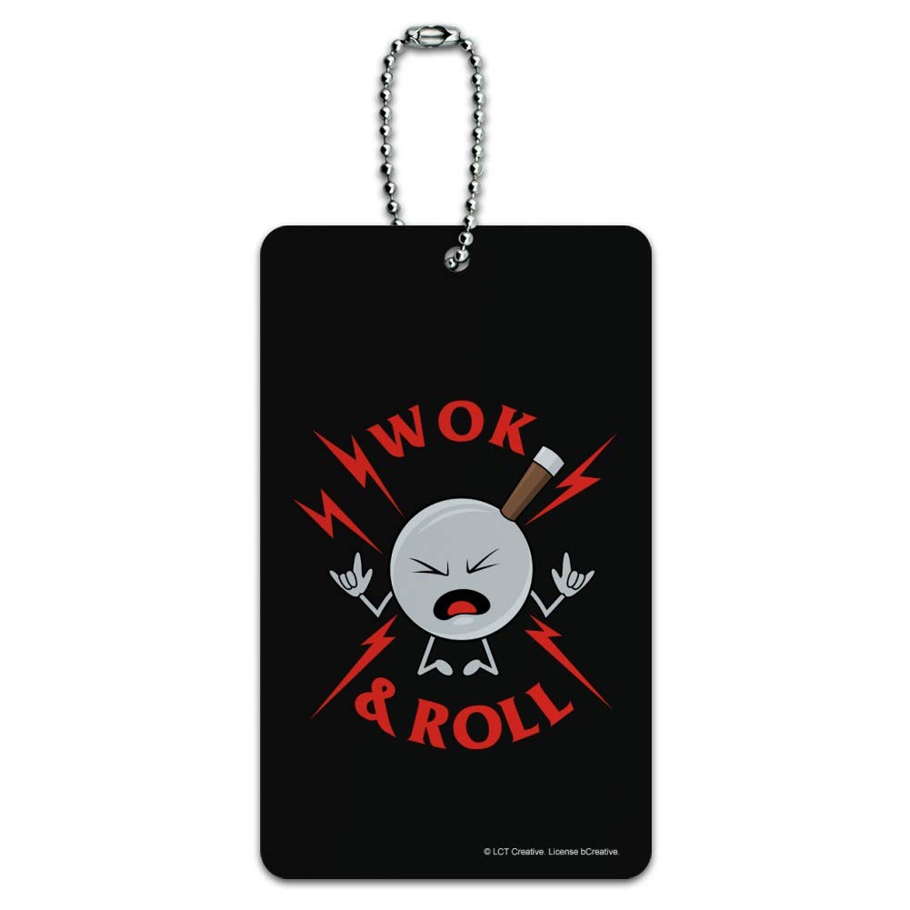 Funny Rock Music Themed Luggage Tag - Wok and Roll Humorous Suitcase ID Tag for Carry-On Bags - Perfect for Travelers, Music Lovers & Gift Giving