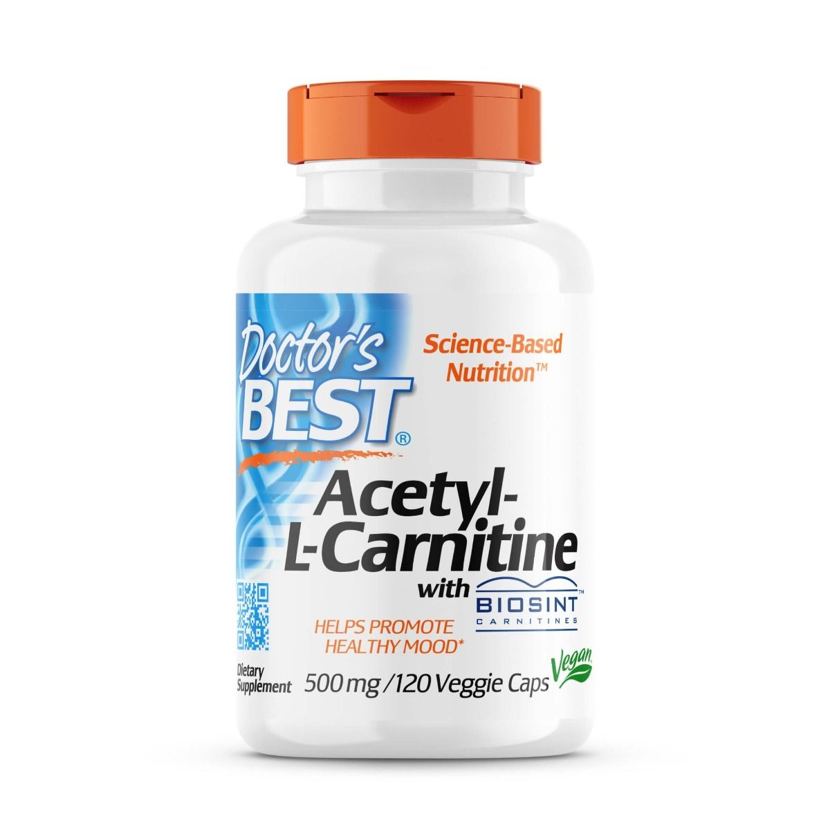 Doctor's Best Acetyl L-Carnitine 500mg with Biosint Carnitine | 120 Vegetarian Capsules | Supports Energy, Brain Function & Weight Management | Ideal for Athletes, Fitness Enthusiasts & Cognitive Health