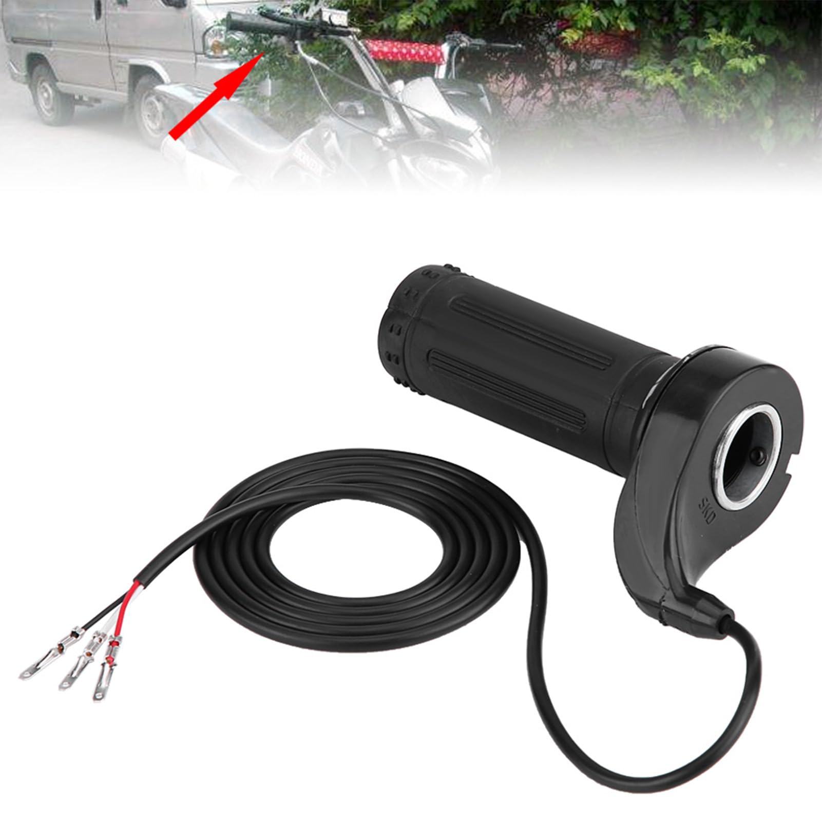 Qiilu Universal Motorcycle Throttle Handle Grip - 3-Cable Electric Scooter Speed Accelerator Replacement for Smooth Riding Experience