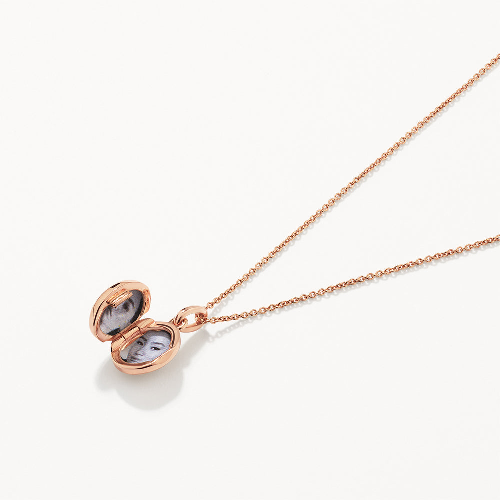 Personalized Rose Gold Engravable Oval Mini Locket Necklace - Perfect Gift for Anniversary, Valentine's Day & Mother's Day