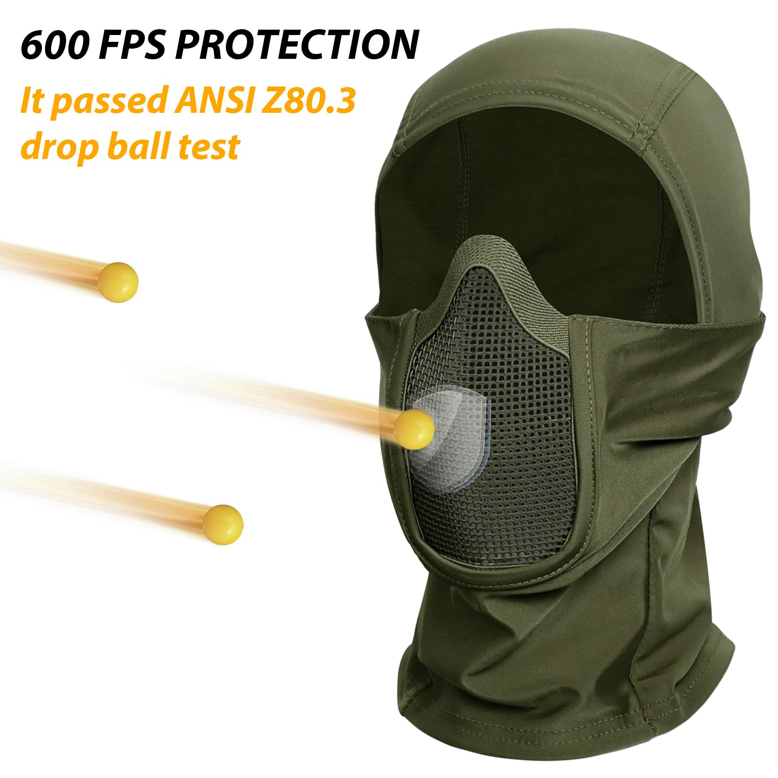 AOUTACC Balaclava Airsoft Mask - Ninja Style Full Face Protection Hood for Airsoft, CS War Games, BB Guns, Hunting & Paintball - Tactical Gear for Outdoor Sports & Military Training