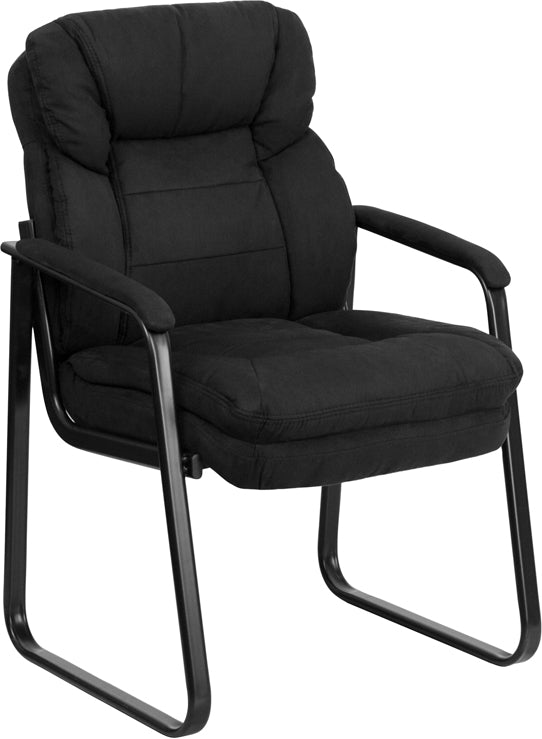 Premium FLASH Microfiber Executive Office Chair with Lumbar Support & Sled Base - Ergonomic Reception Chair for Home & Business Use