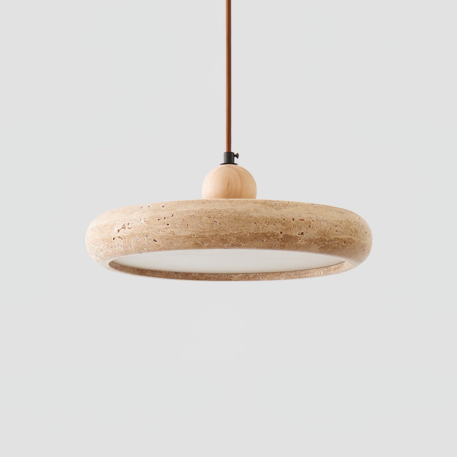 Aurelio Travertine Pendant Light - Modern Natural Stone Hanging Fixture for Kitchen Island, Dining Room & Living Room Lighting