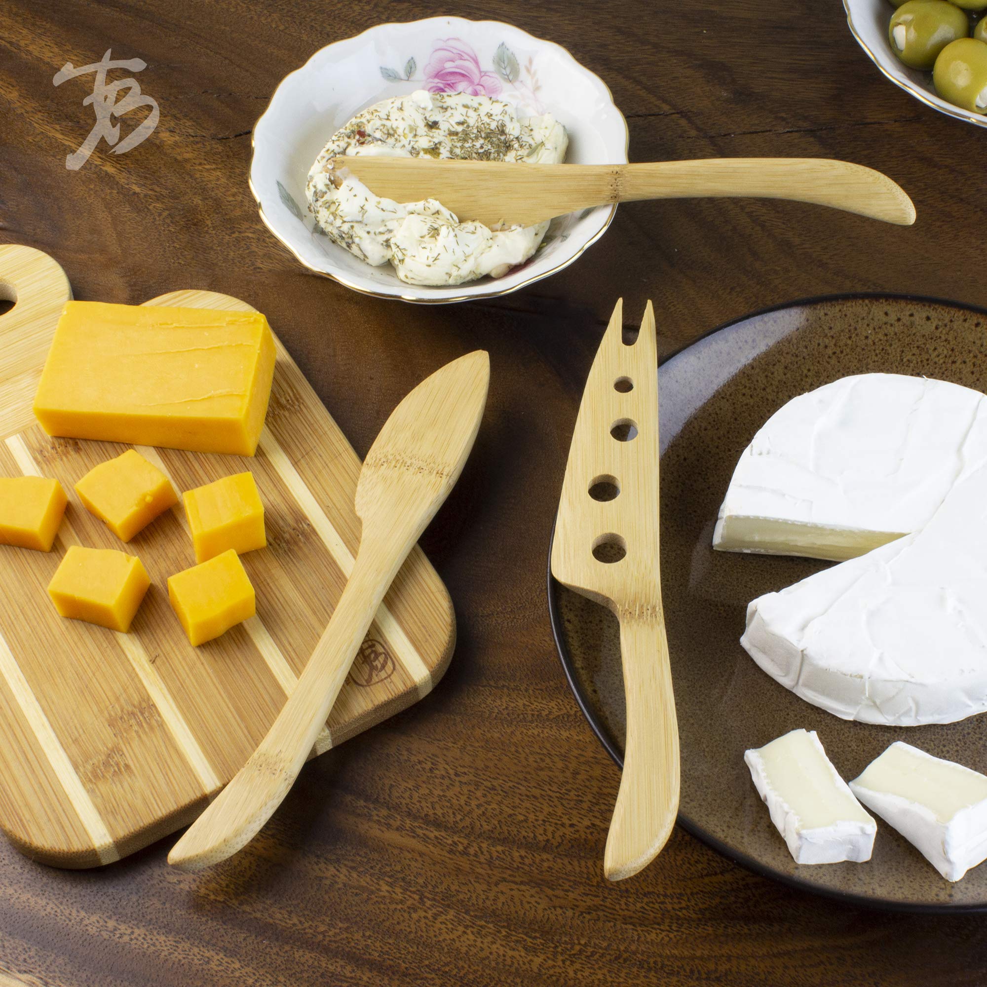 Totally Bamboo 3-Piece Cheese Board Set with Knives - Perfect for Entertaining, Charcuterie Boards & Wine Pairings