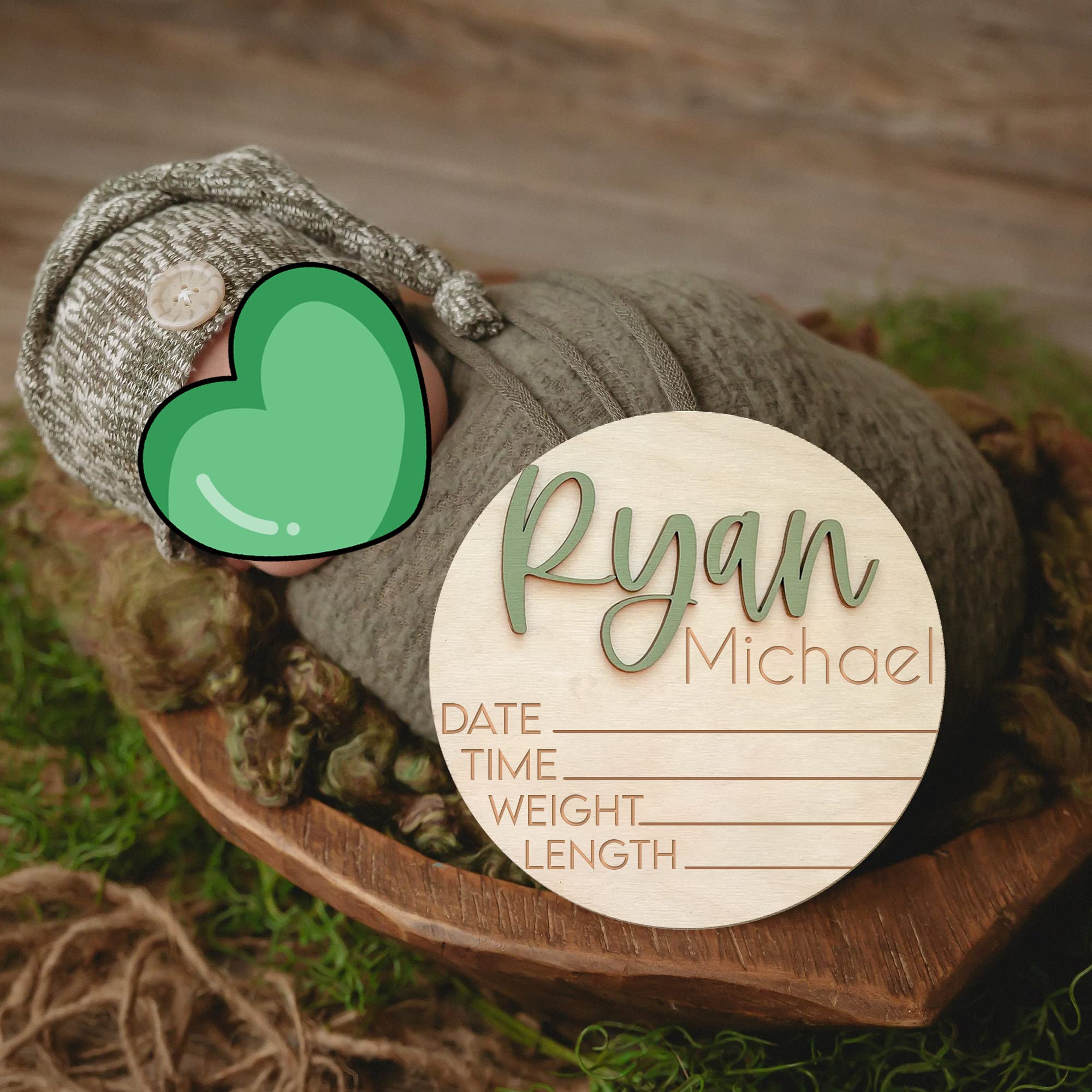 NAZENTI Custom Wooden Baby Name Announcement Sign - Personalized Birth & Footprint Keepsake for Newborn - Hospital Welcome Decor for Baby Arrival (Design 14) | Nursery Wall Art, Christening Gift, Baby Shower Decoration