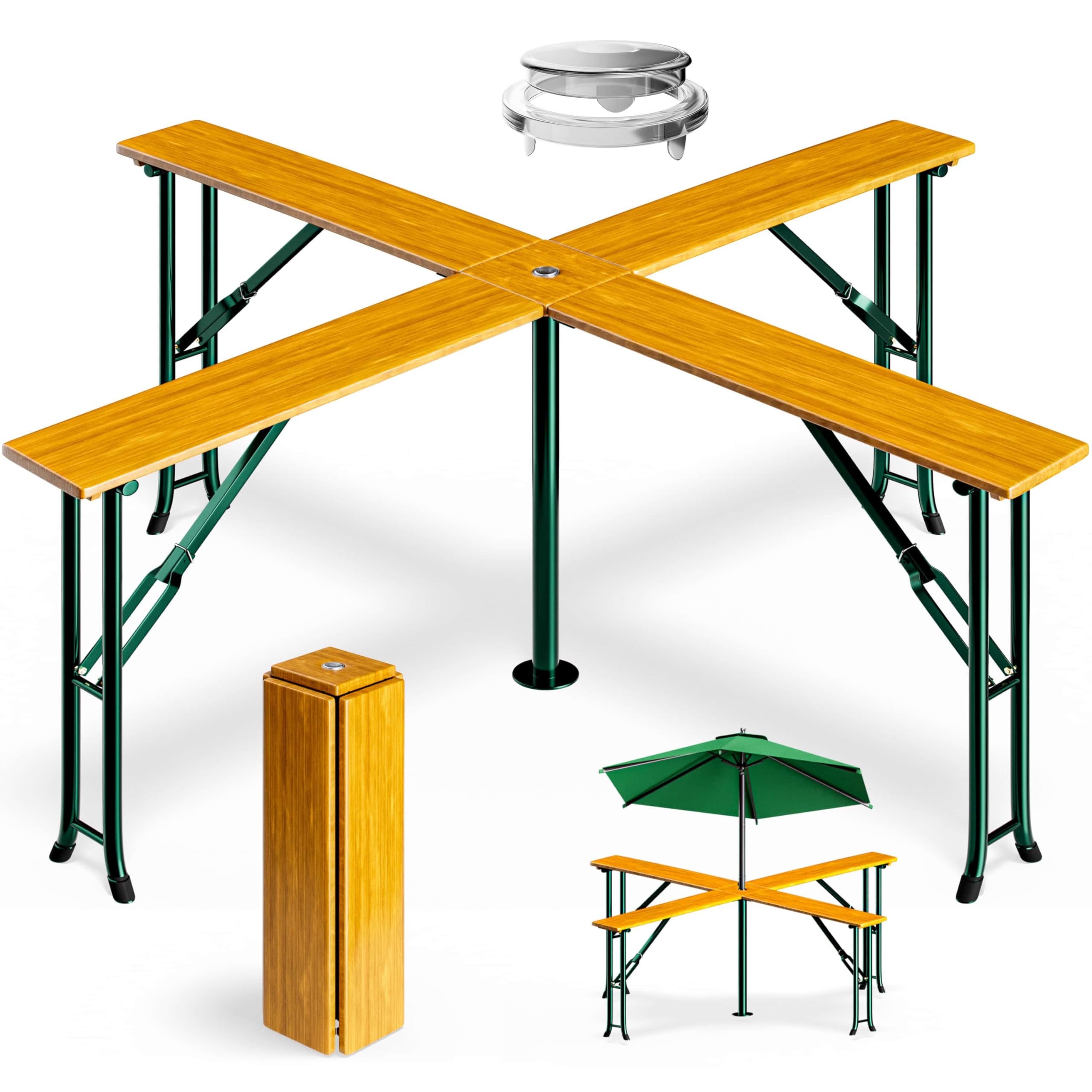 Casaria Wooden Quattro Folding Garden Table for 20 People - Outdoor Party, Reception, Standing Buffet & Dining - Perfect for Backyard Gatherings, Weddings, and Events