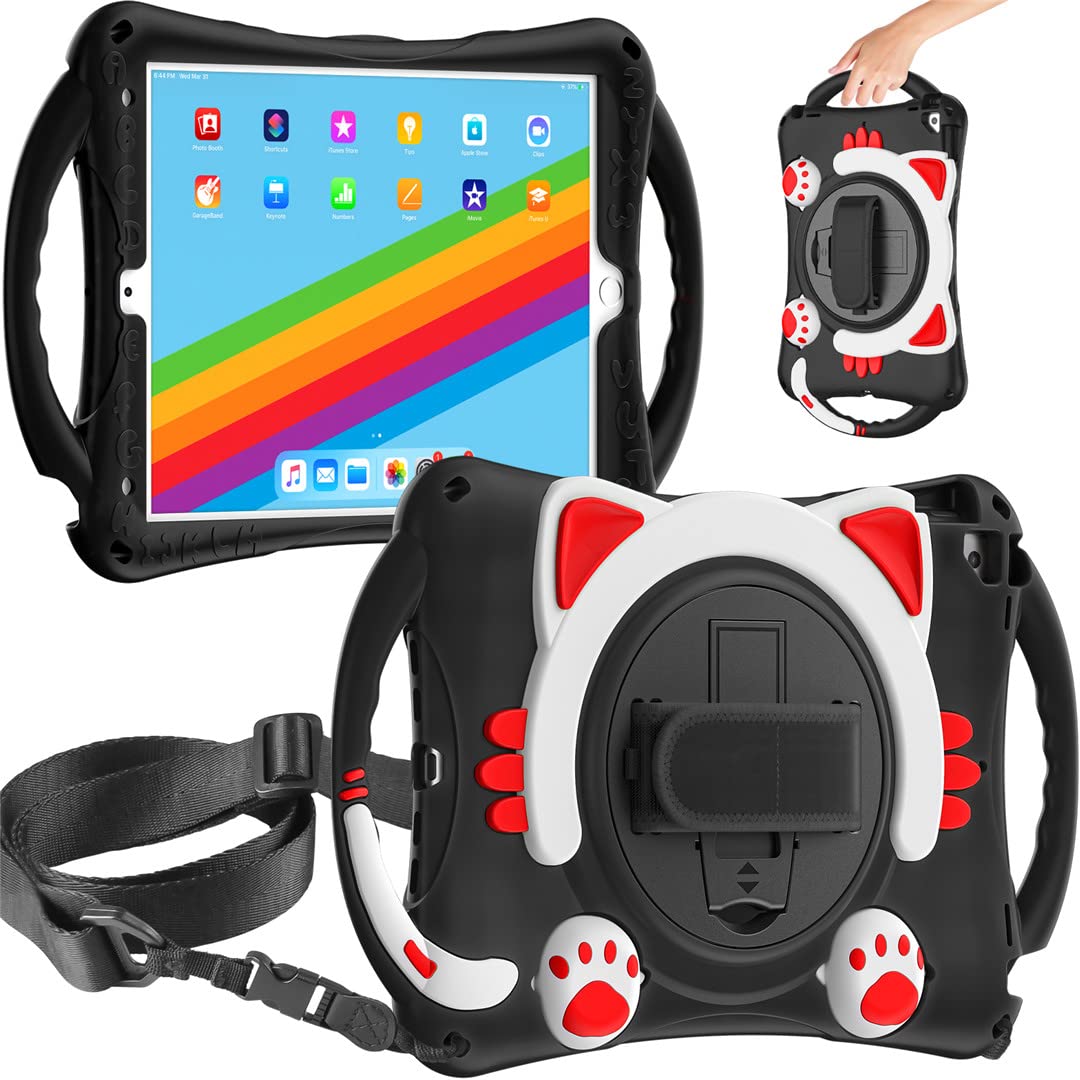 Shockproof Kids iPad Case with Stand & Handle Strap - Compatible with iPad 9/8/7th Gen 10.2