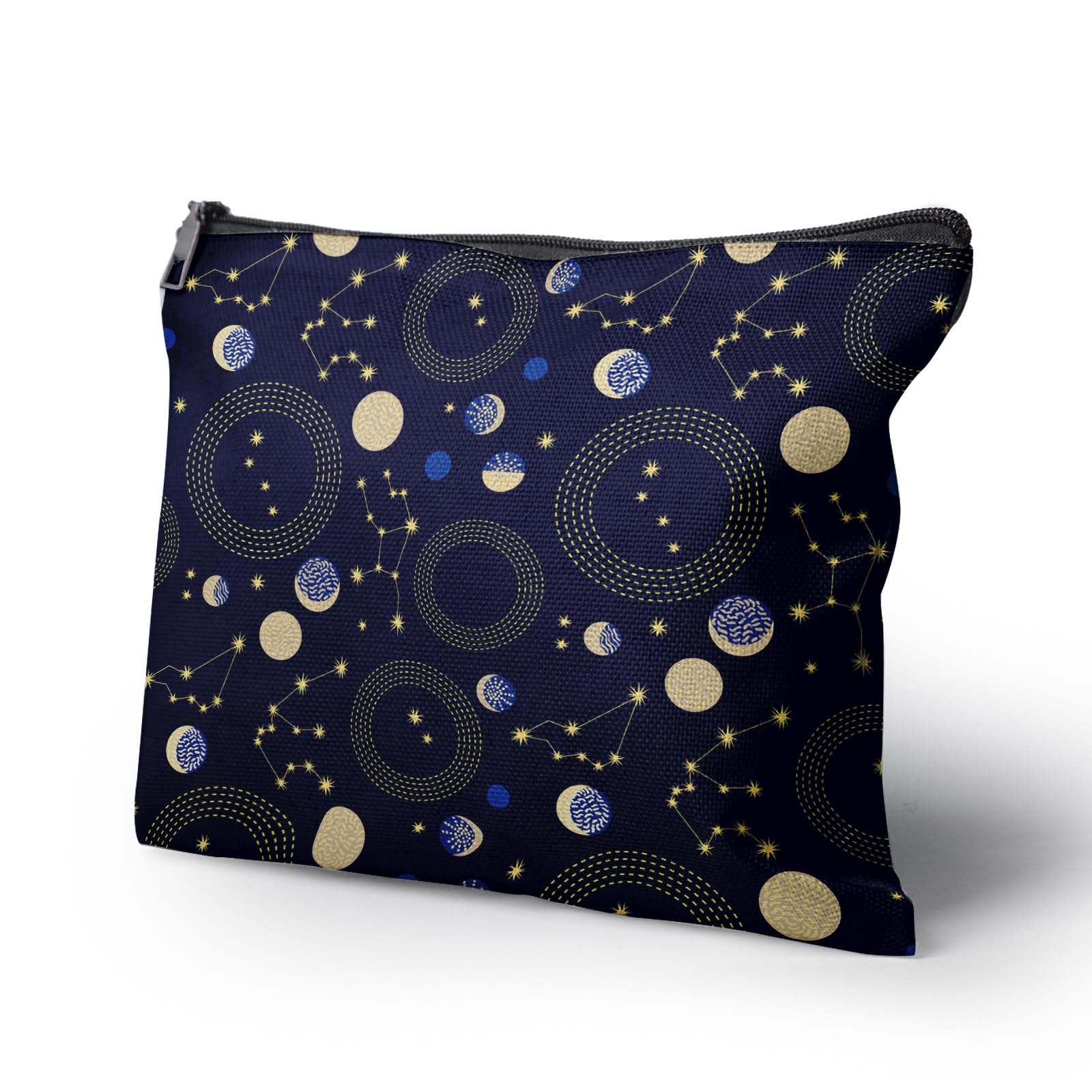 Retro Zodiac Sky Makeup Bag Large Cosmetic Organizer for Women - 10x8 Inch Travel Toiletry Bag with Zipper for Jewelry & Skincare Essentials | Perfect for Travel, Gym & Daily Use