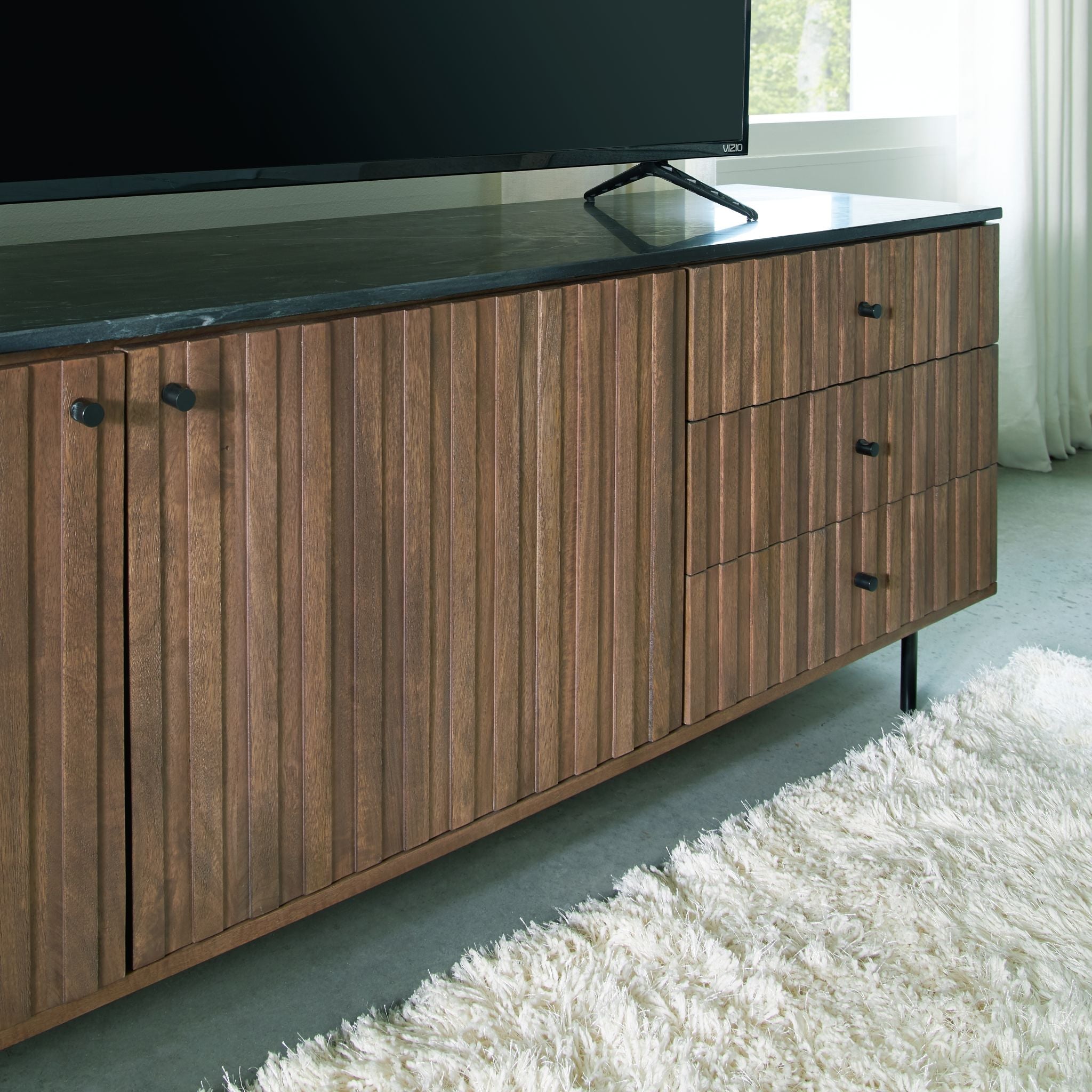 Barnford Accent Cabinet - Modern Brown & Black Storage Side Table for Living Room, Bedroom, or Entryway - Stylish Home Decor Furniture