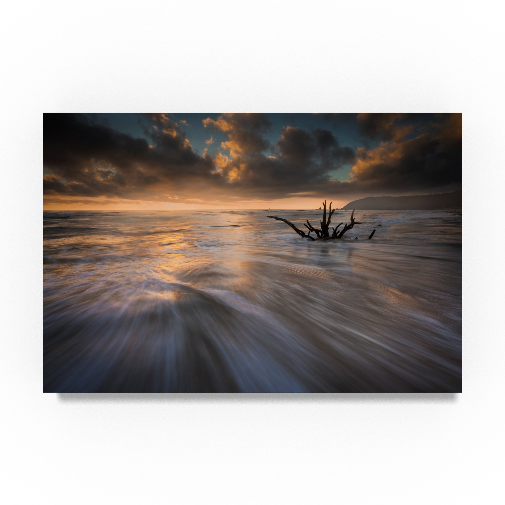 Sunset At Cannon Beach by Moises Levy - 30x47 Inch Framed Wall Art Print - Coastal Decor for Living Room, Bedroom & Office