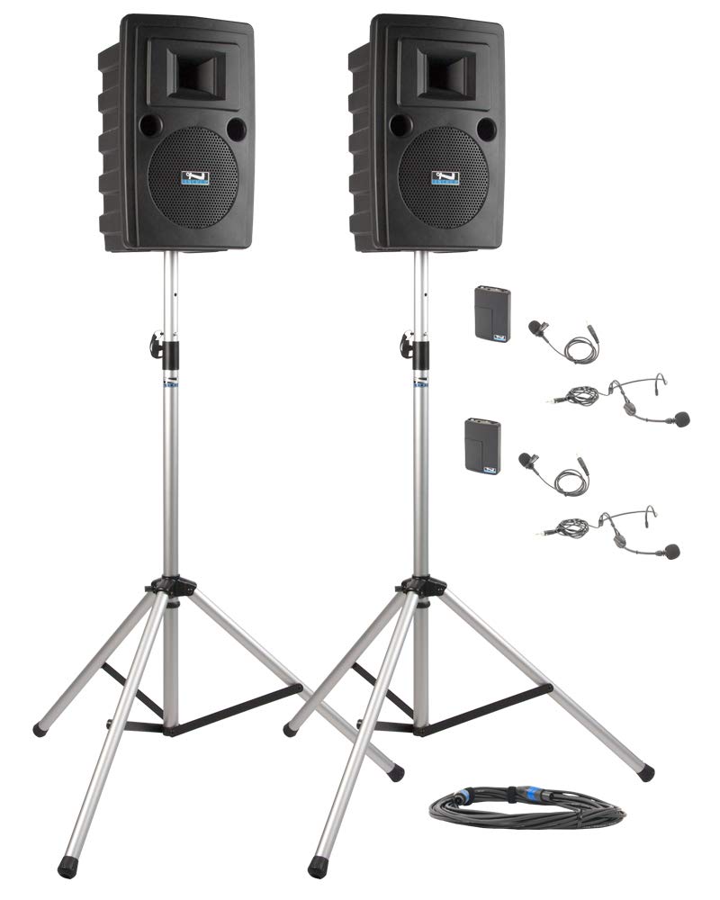 Anchor Audio Liberty Deluxe Package 2 - Wired Companion Speaker & 2 Handsfree Microphones for Church, School & Event PA Systems