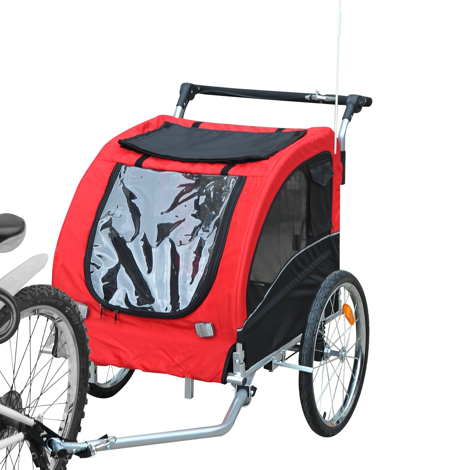 Tenive PU Waterproof Folding Pet Trailer for Cats & Dogs with Suspension System - Perfect for Travel, Camping & Outdoor Adventures
