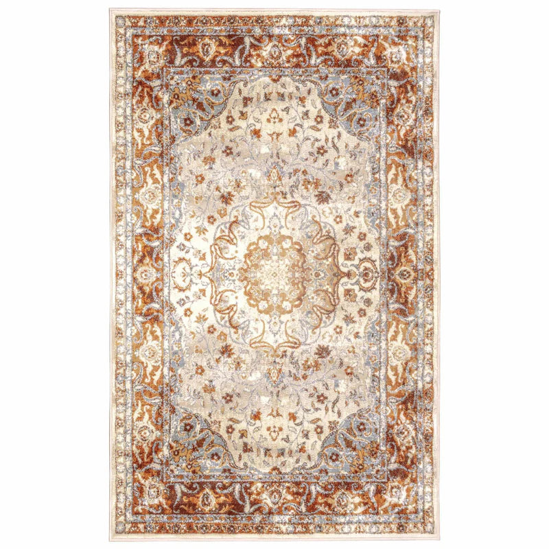 Archibold Floral Medallion Traditional Indoor Area Rug - Soft Non-Slip Living Room Carpet for Bedroom, Dining Room & Home Decor