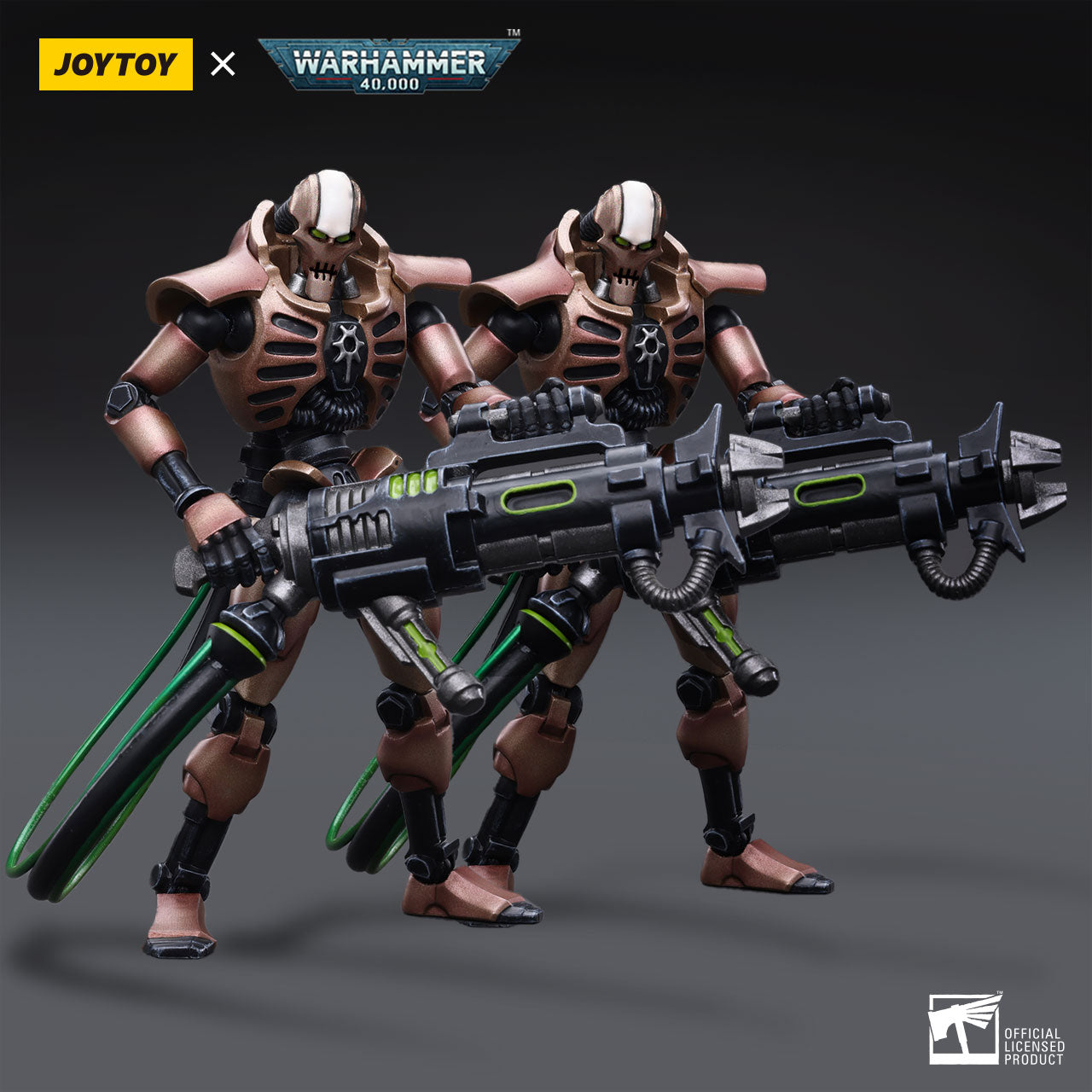 JOYTOY 1/18 Scale Warhammer 40K Necrons Szarekhan Dynasty Immortal Action Figure with Tesla Carbine - 2PCS Collectible Set for Tabletop Gaming & Display