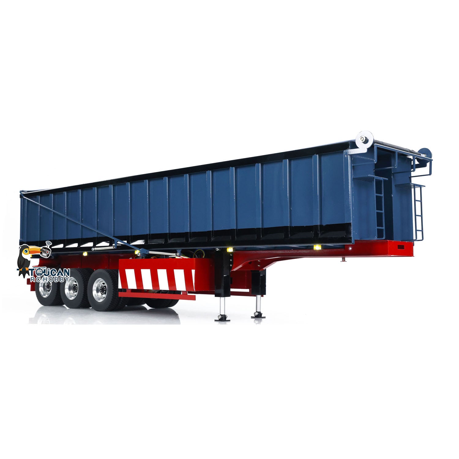 1/14 Scale Metal 3-Axle Hydraulic RC Dump Truck with Electric Awning - Remote Control Construction Tractor Trailer for Adults & Kids (Painted & Assembled) - Perfect for Construction Site Play, Collecting, and RC Truck Racing
