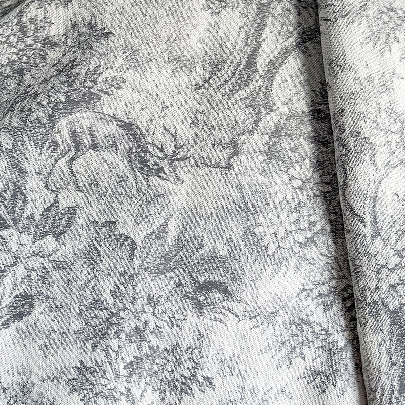 Vanessa Chenille Deer in the Forest Jacquard Blackout Custom Curtains - Thermal Insulated Window Drapes for Living Room & Bedroom